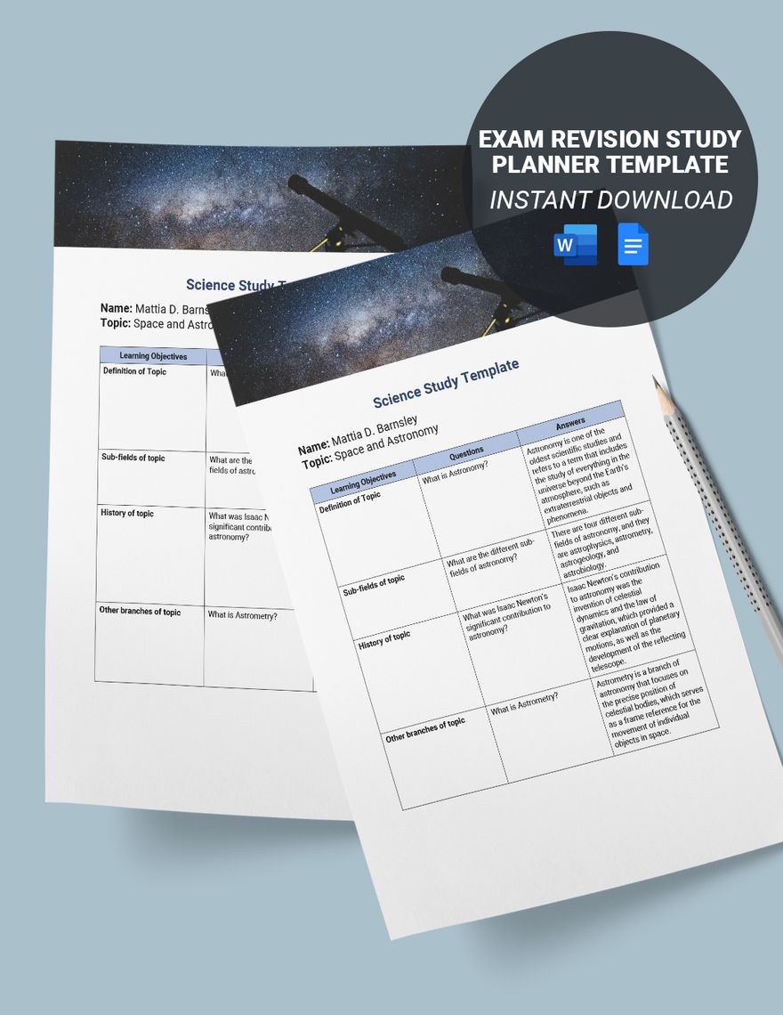 Exam Revision Study Planner Template Exam Revision Study Planner Template