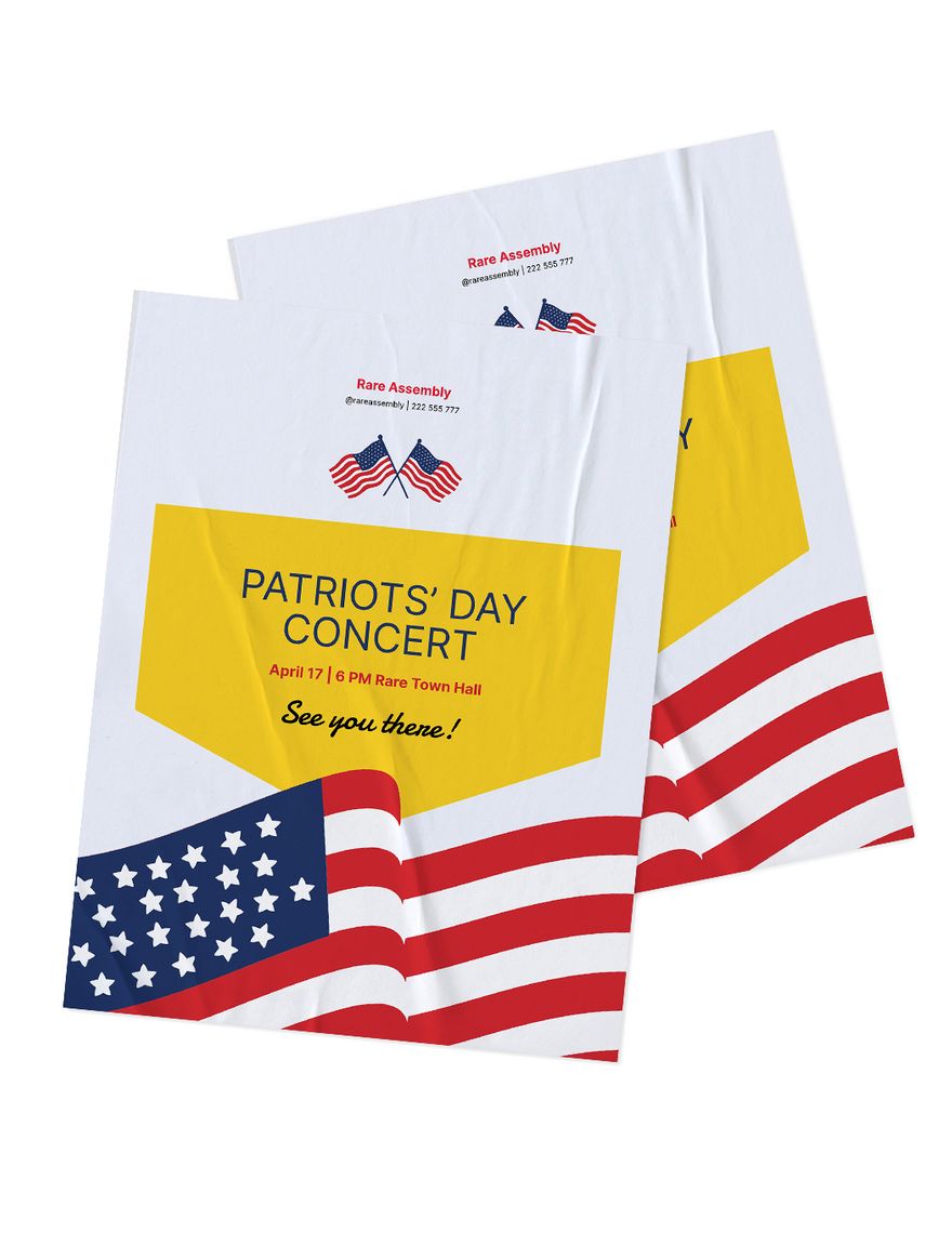 Patriots' Day Event Flyer in Illustrator, PSD, JPEG, PNG, SVG, EPS, Word, Publisher, Google Docs - Download | Template.net Patriots' Day Event Flyer in Illustrator, PSD, JPEG, PNG, SVG, EPS, Word, Publisher, Google Docs - Download | Template.net