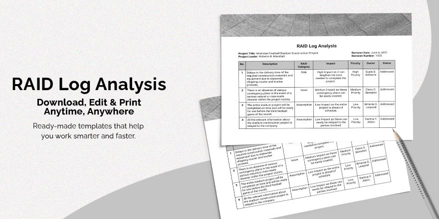 RAID Log Analysis Template RAID Log Analysis Template