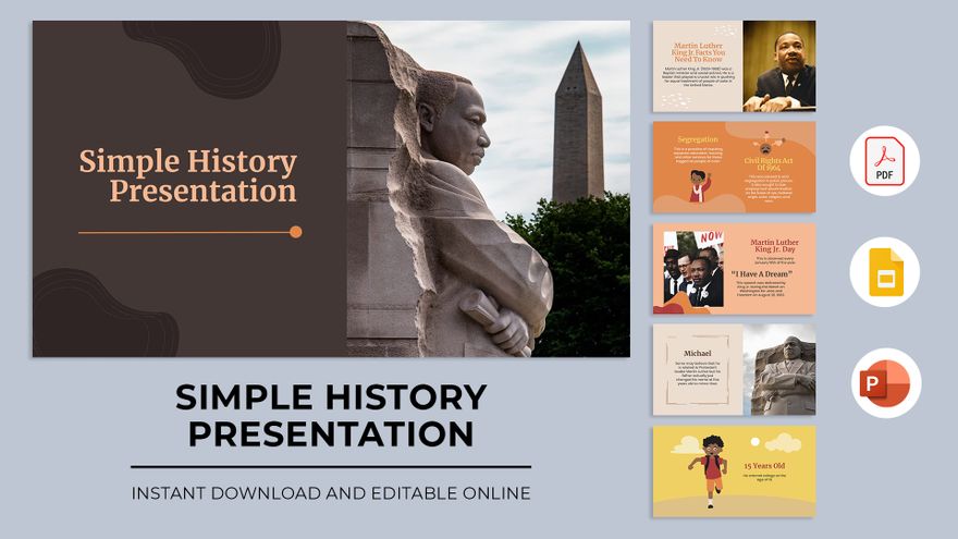 Simple History Presentation in PDF, PowerPoint, Google Slides - Download | Template.net Simple History Presentation in PDF, PowerPoint, Google Slides - Download | Template.net