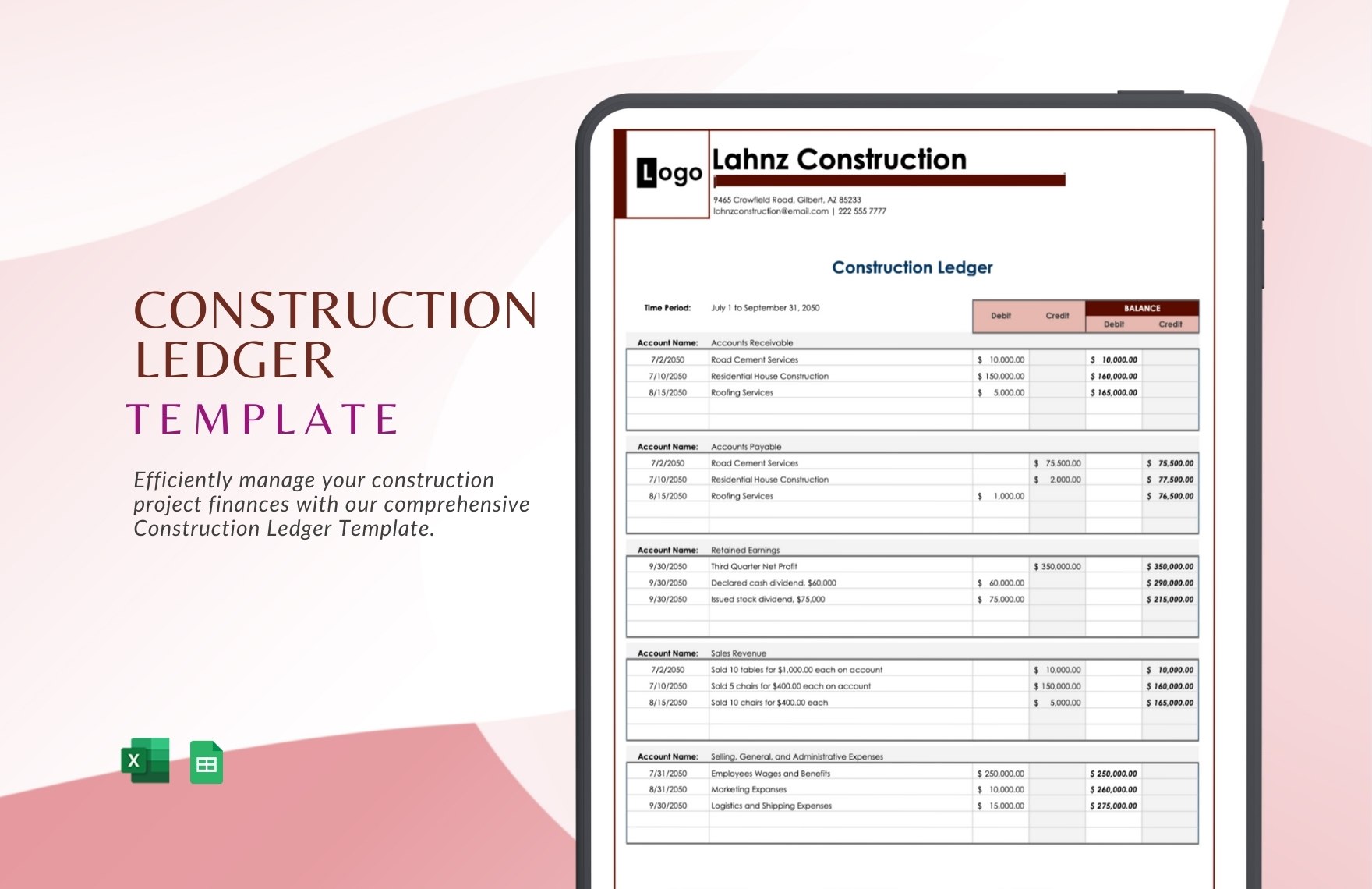 Construction Ledger Template in Excel, Google Sheets - Download | Template.net Construction Ledger Template in Excel, Google Sheets - Download | Template.net