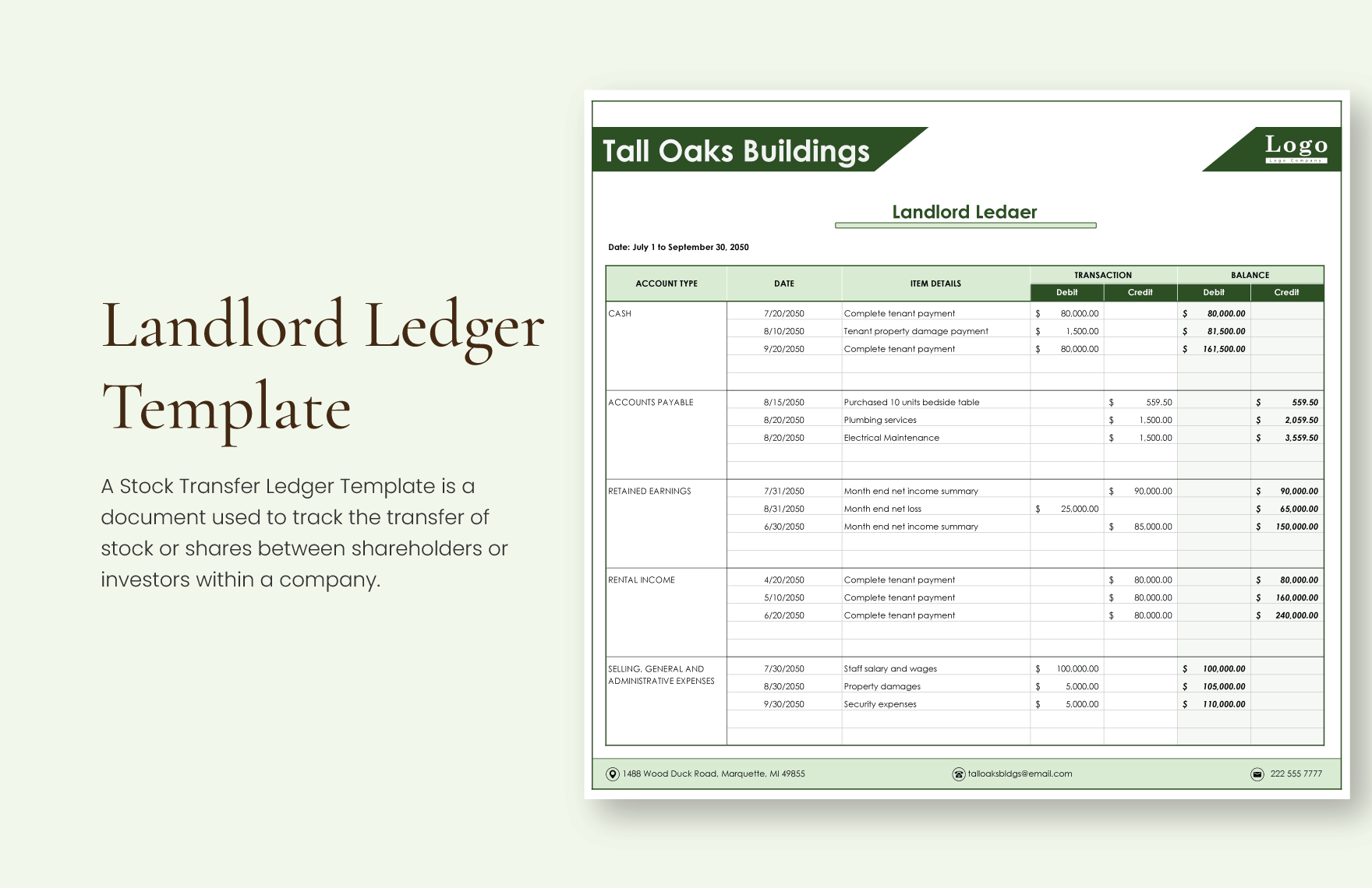 Landlord Ledger Template Landlord Ledger Template