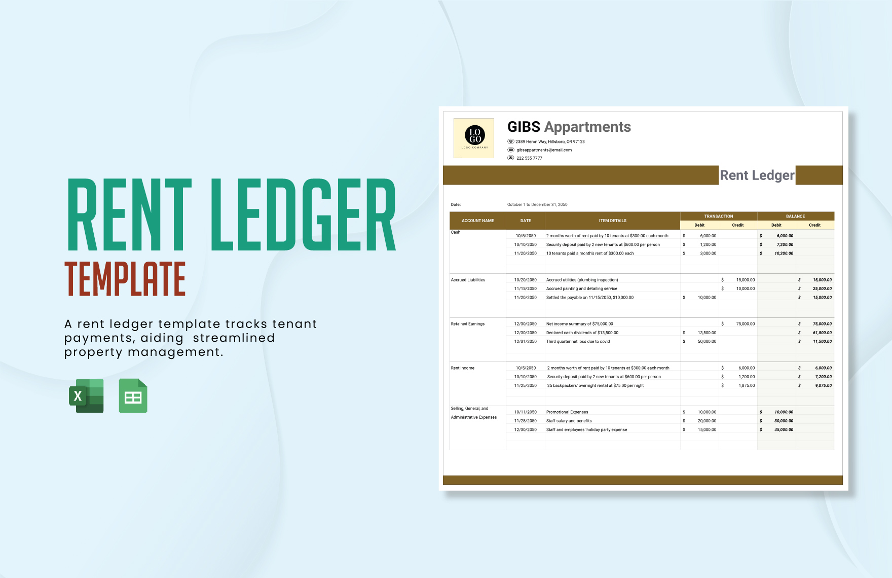 Rent Ledger Template in Excel, Google Sheets - Download | Template.net Rent Ledger Template in Excel, Google Sheets - Download | Template.net