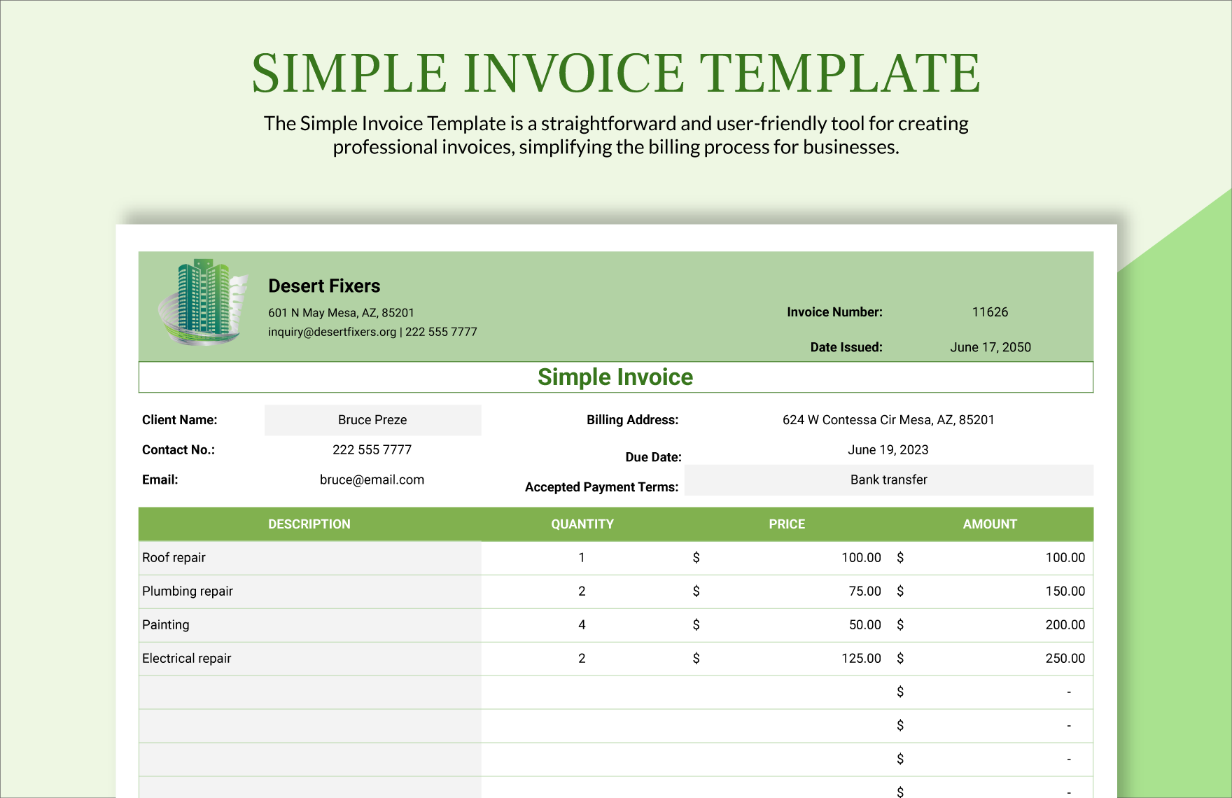 Simple Invoice Template Simple Invoice Template