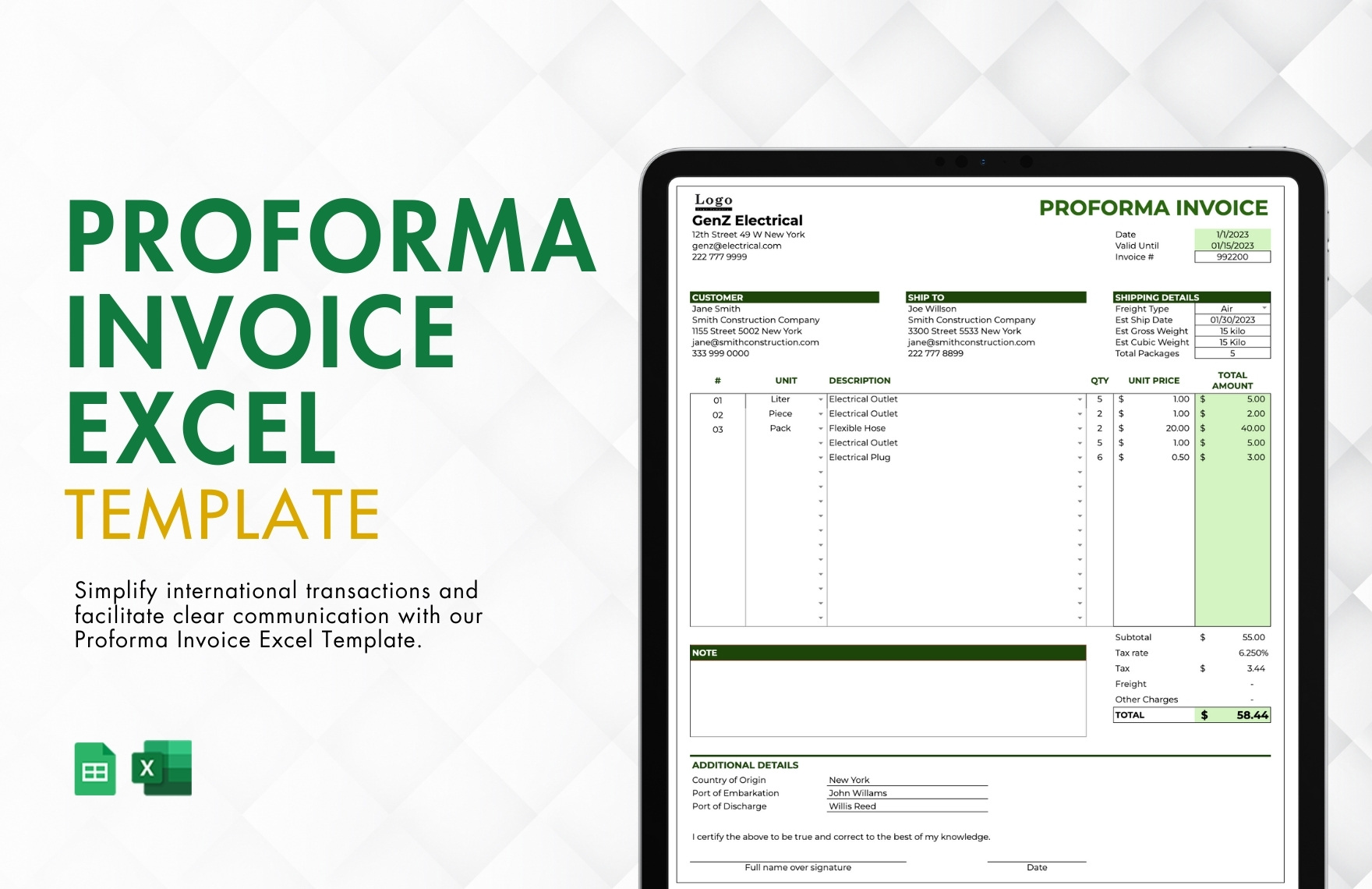 Proforma Invoice Excel Template in Excel, Google Sheets - Download | Template.net Proforma Invoice Excel Template in Excel, Google Sheets - Download | Template.net