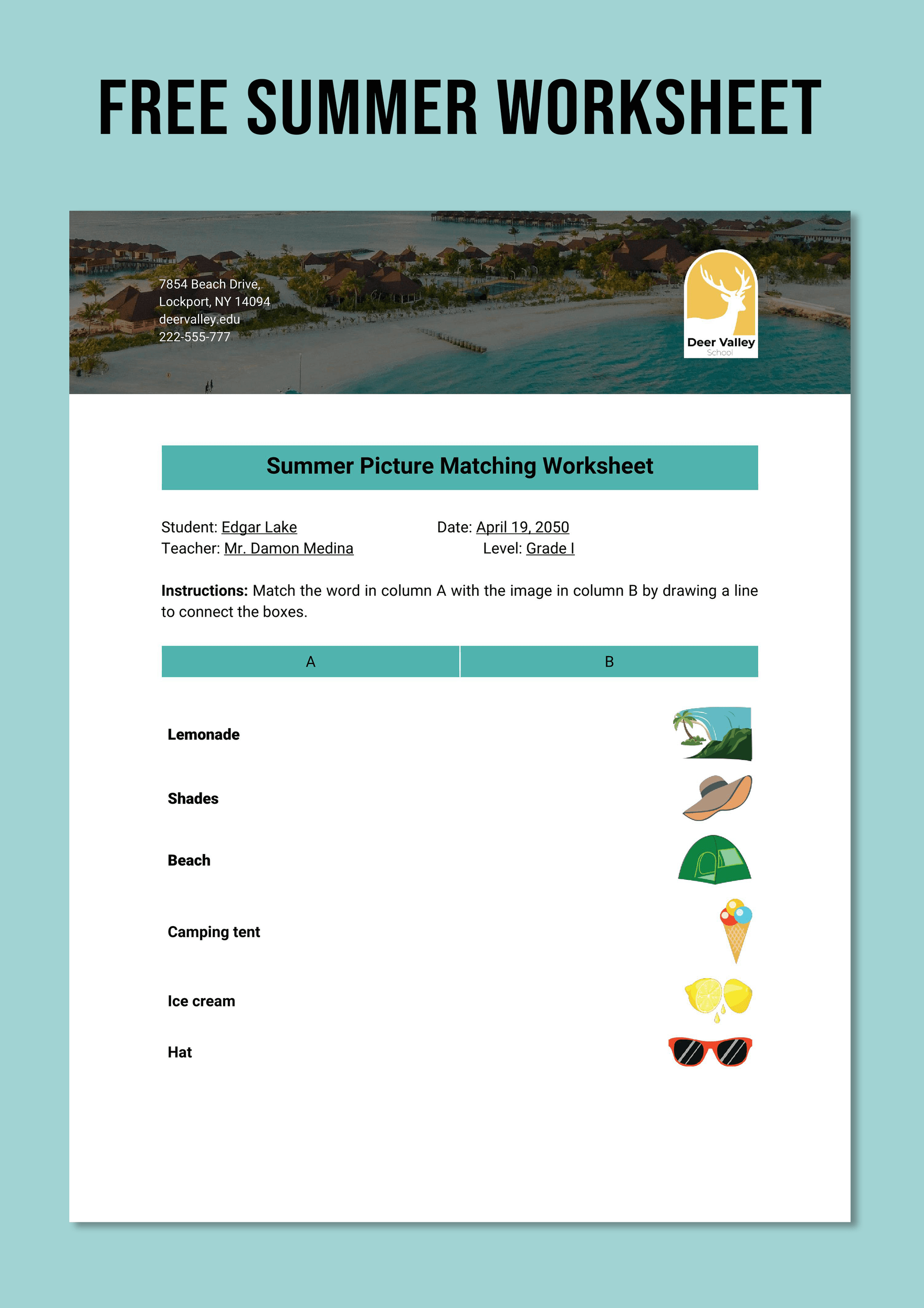 Summer Worksheet Template Summer Worksheet Template