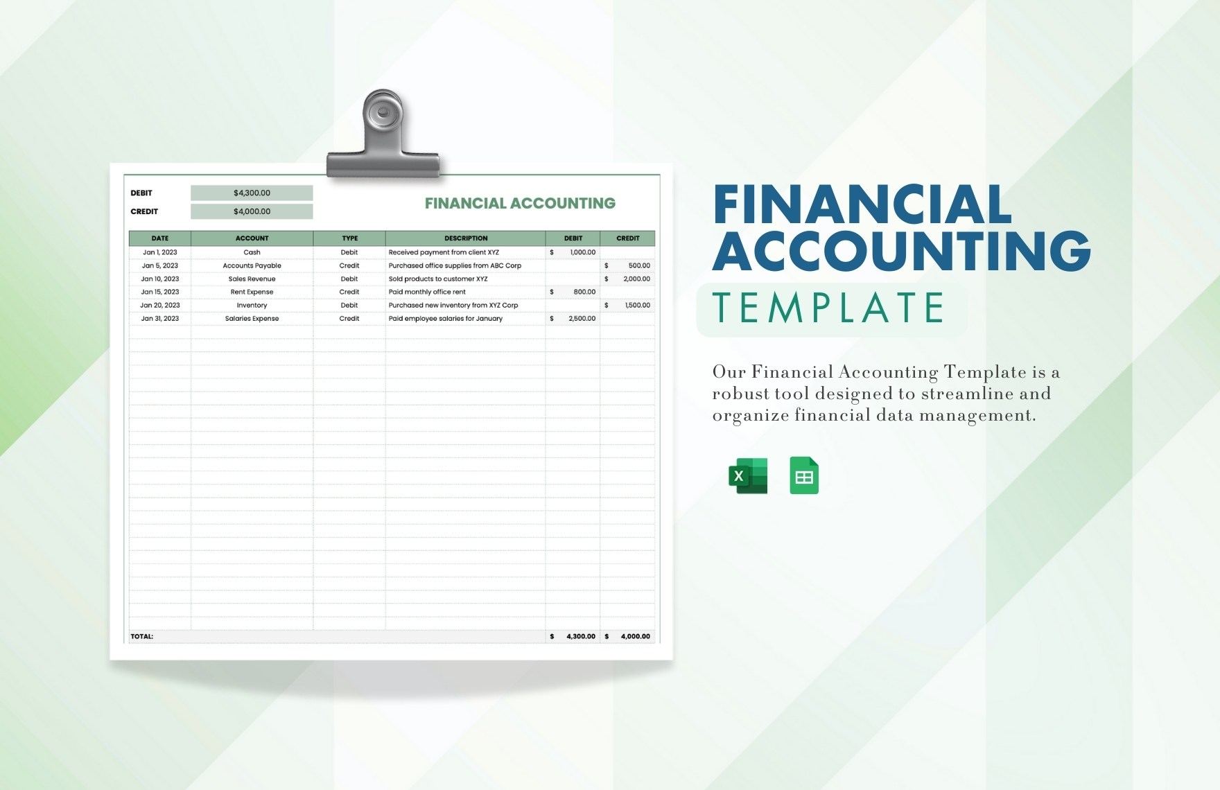 Financial Accounting Template in Excel, Google Sheets - Download | Template.net Financial Accounting Template in Excel, Google Sheets - Download | Template.net