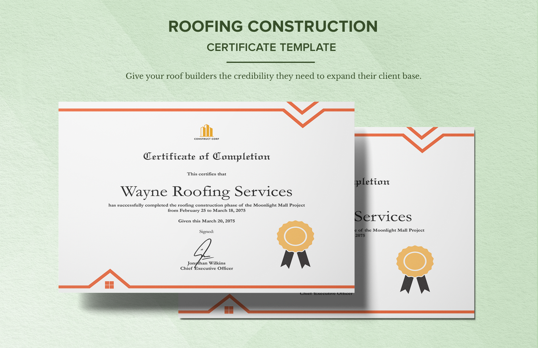 Roofing Construction Certificate Template in Illustrator, PSD, PNG, SVG, Word, PDF - Download | Template.net Roofing Construction Certificate Template in Illustrator, PSD, PNG, SVG, Word, PDF - Download | Template.net