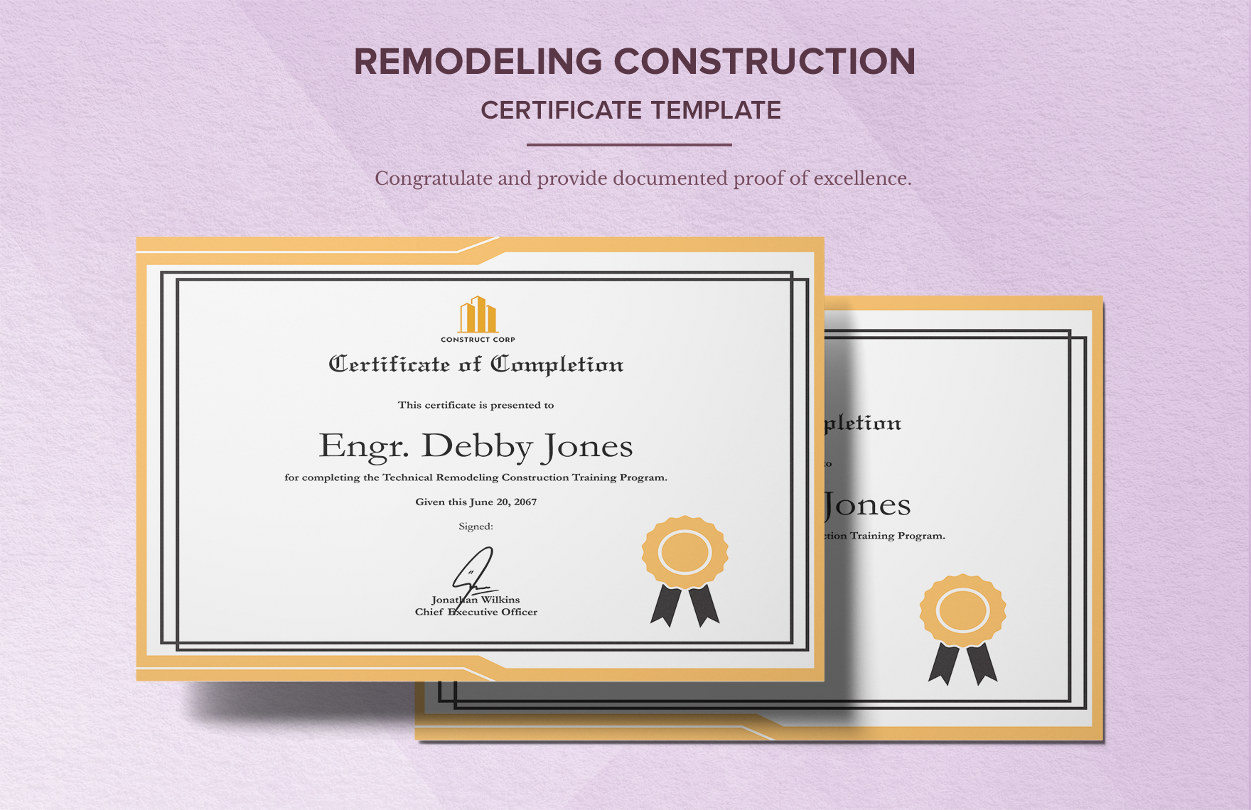 Remodeling Construction Certificate Template in Illustrator, PSD, PNG, SVG, Word, PDF - Download | Template.net Remodeling Construction Certificate Template in Illustrator, PSD, PNG, SVG, Word, PDF - Download | Template.net