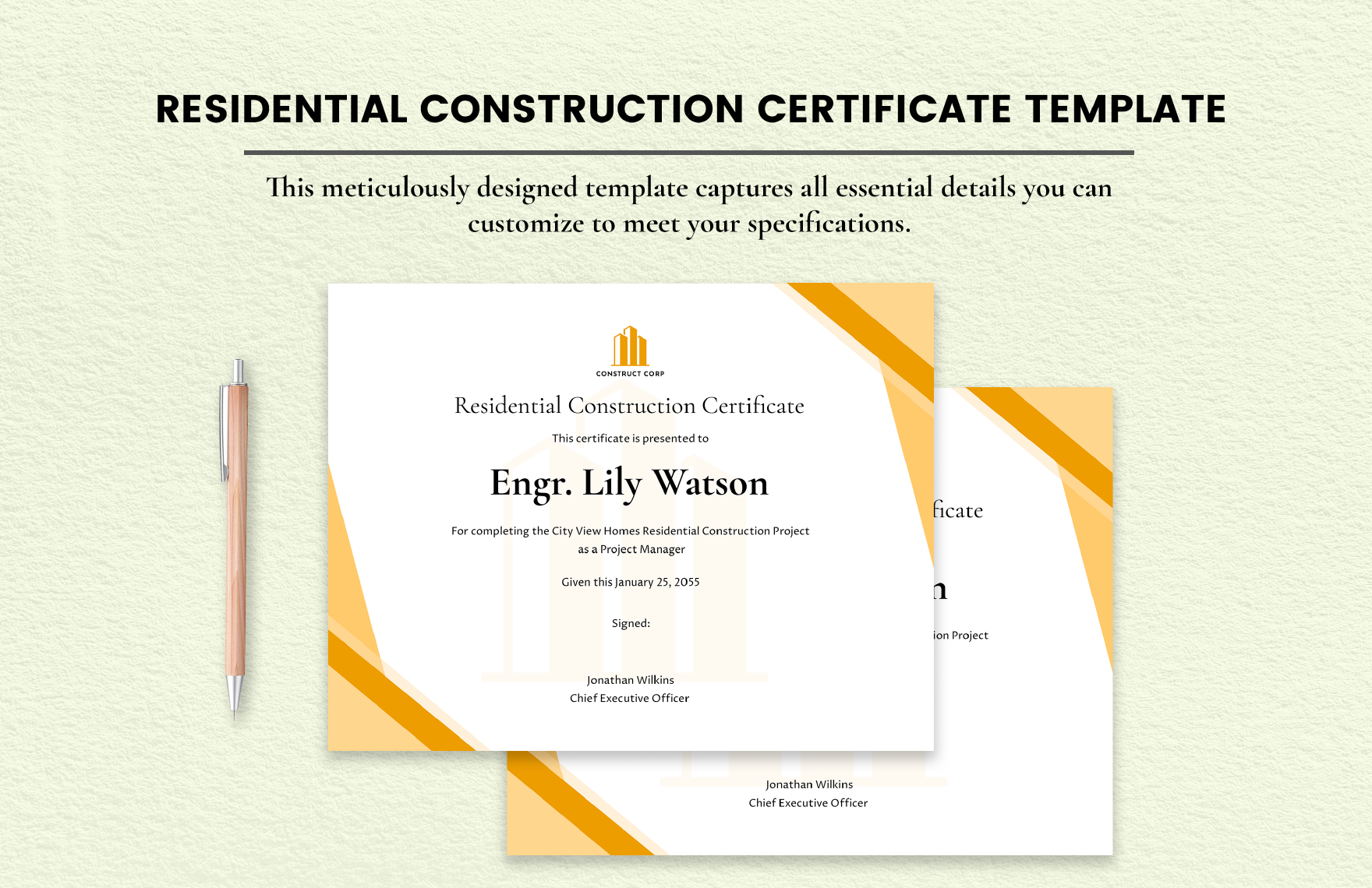 Residential Construction Certificate in Illustrator, PNG, PSD, SVG, Word - Download | Template.net Residential Construction Certificate in Illustrator, PNG, PSD, SVG, Word - Download | Template.net