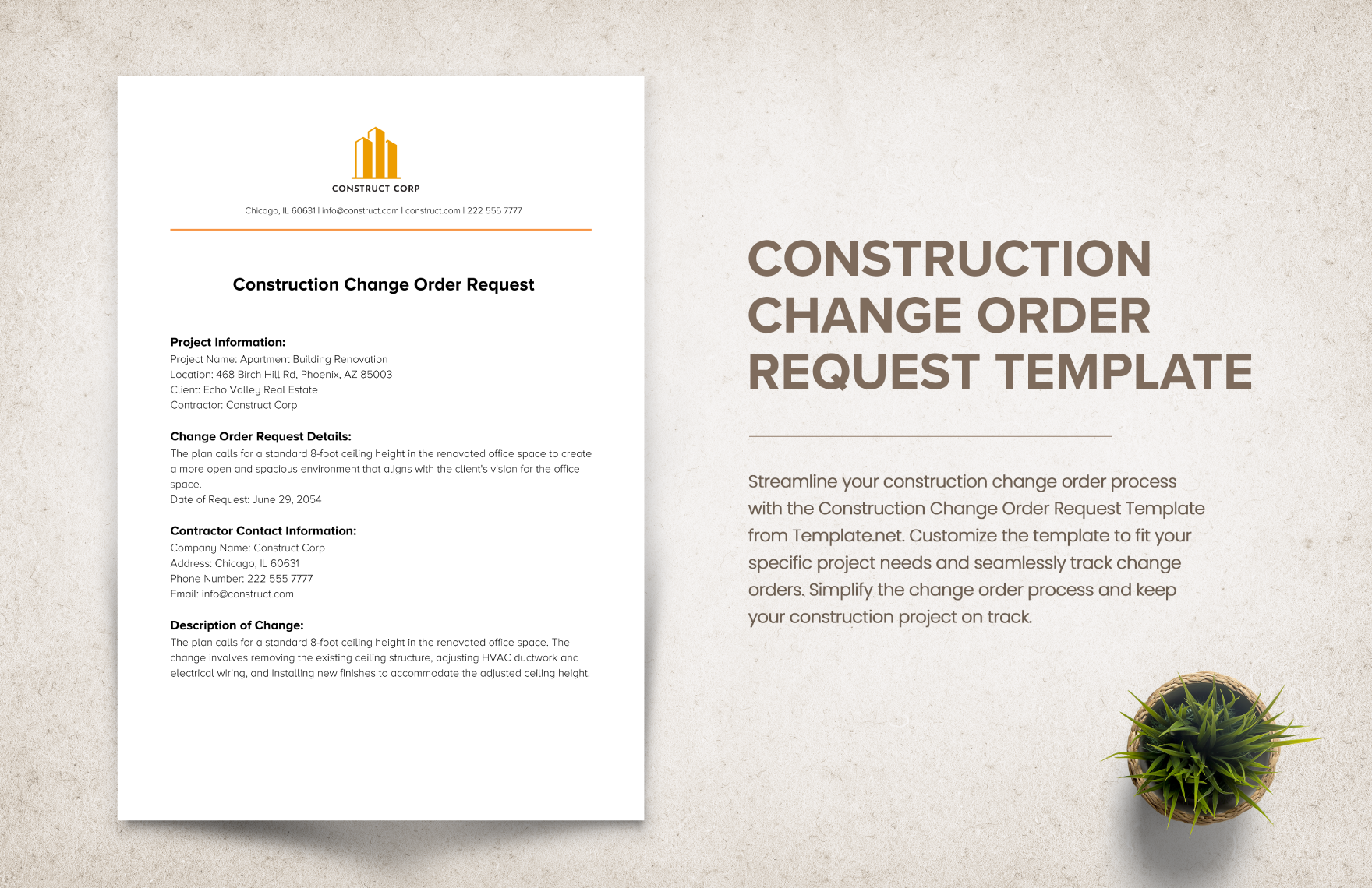 Construction Change Order Request Template Construction Change Order Request Template