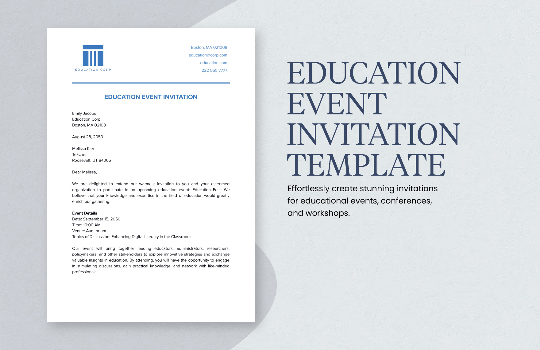 Education Event Invitation Template Education Event Invitation Template