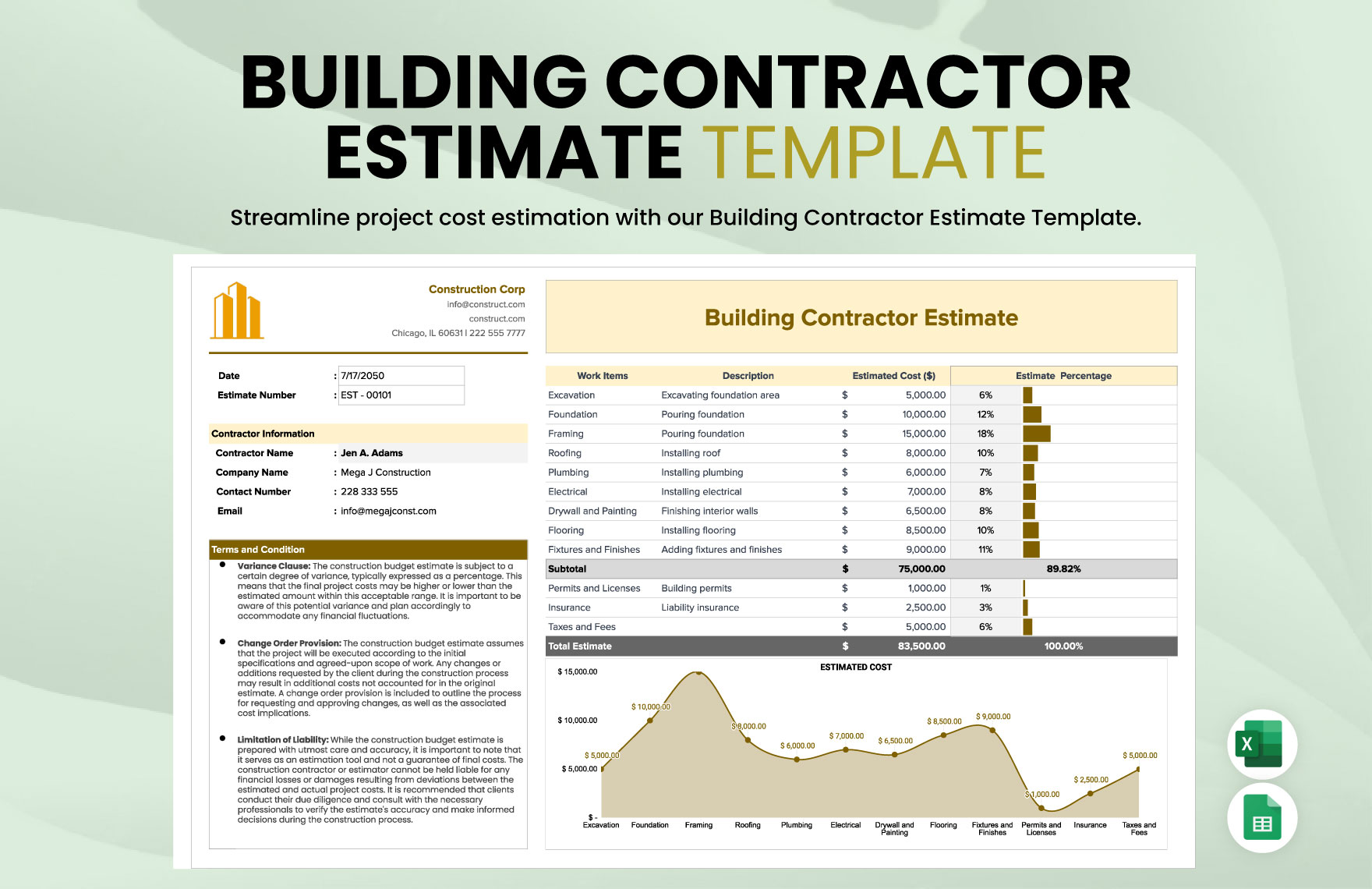 Building Contractor Estimate Template Building Contractor Estimate Template