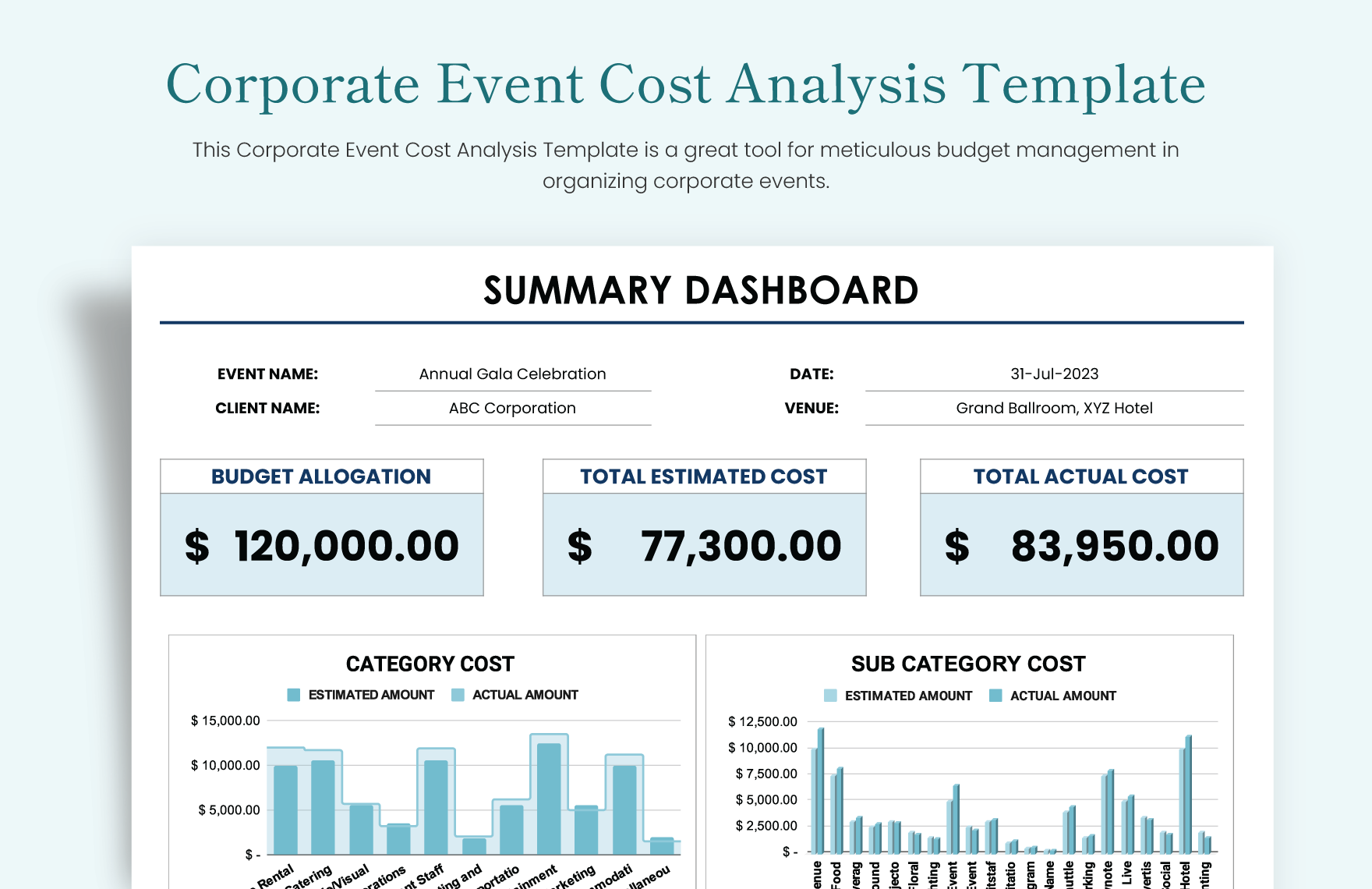 Corporate Event Cost Analysis Template Corporate Event Cost Analysis Template