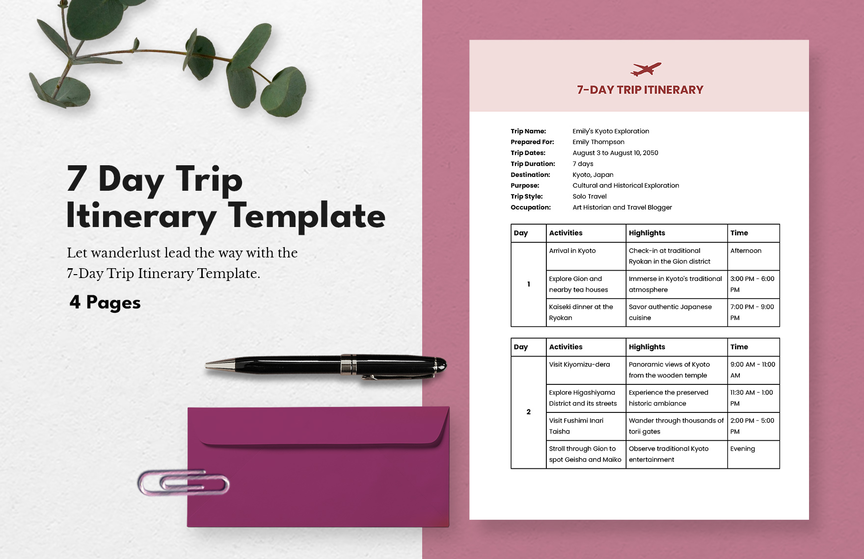 7 Day Trip Itinerary Template in Word, PDF, Google Docs, Pages - Download | Template.net 7 Day Trip Itinerary Template in Word, PDF, Google Docs, Pages - Download | Template.net