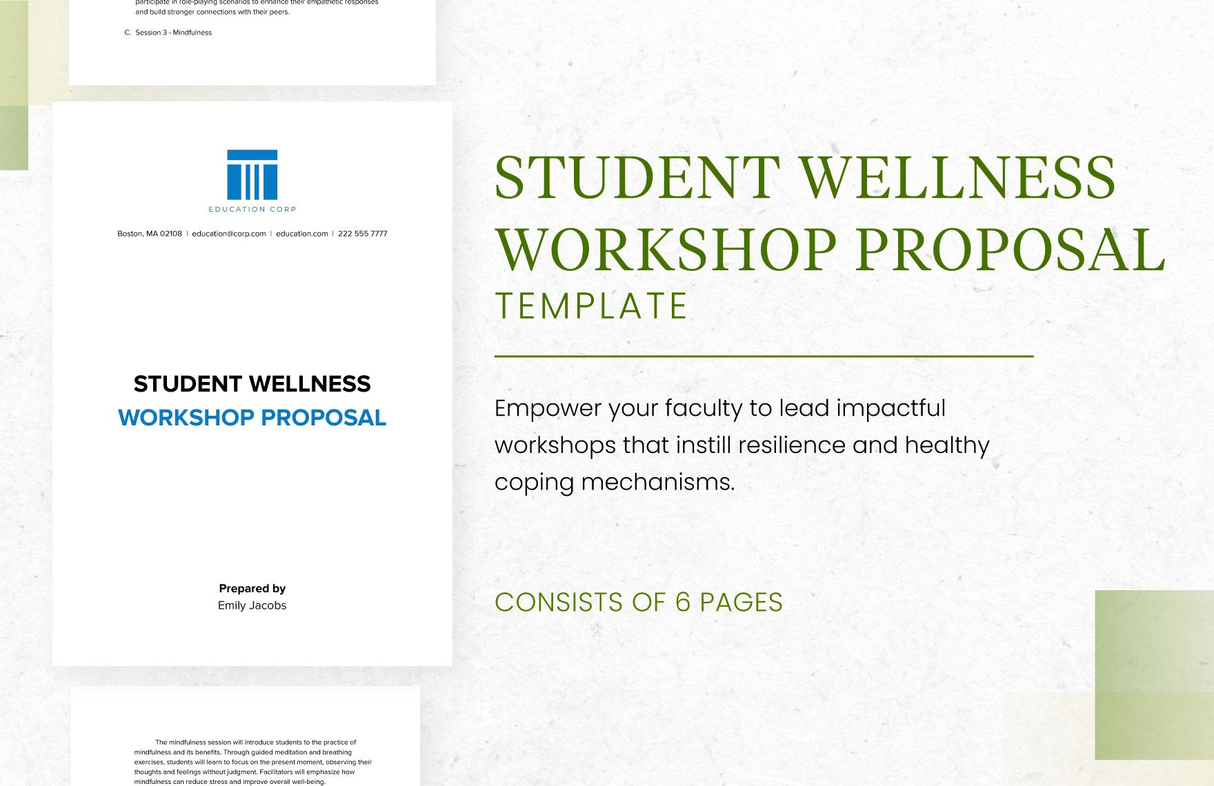 Student Wellness Workshop Proposal Template Student Wellness Workshop Proposal Template