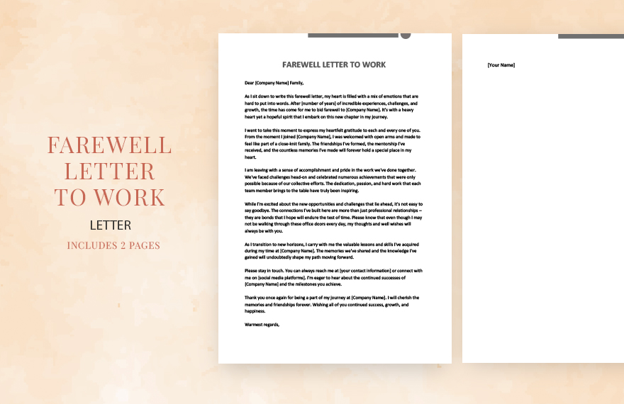 Farewell letter to work in Word, Google Docs, Pages - Download | Template.net Farewell letter to work in Word, Google Docs, Pages - Download | Template.net