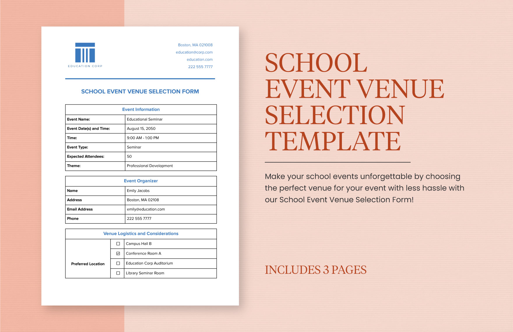 School Event Venue Selection Form Template School Event Venue Selection Form Template