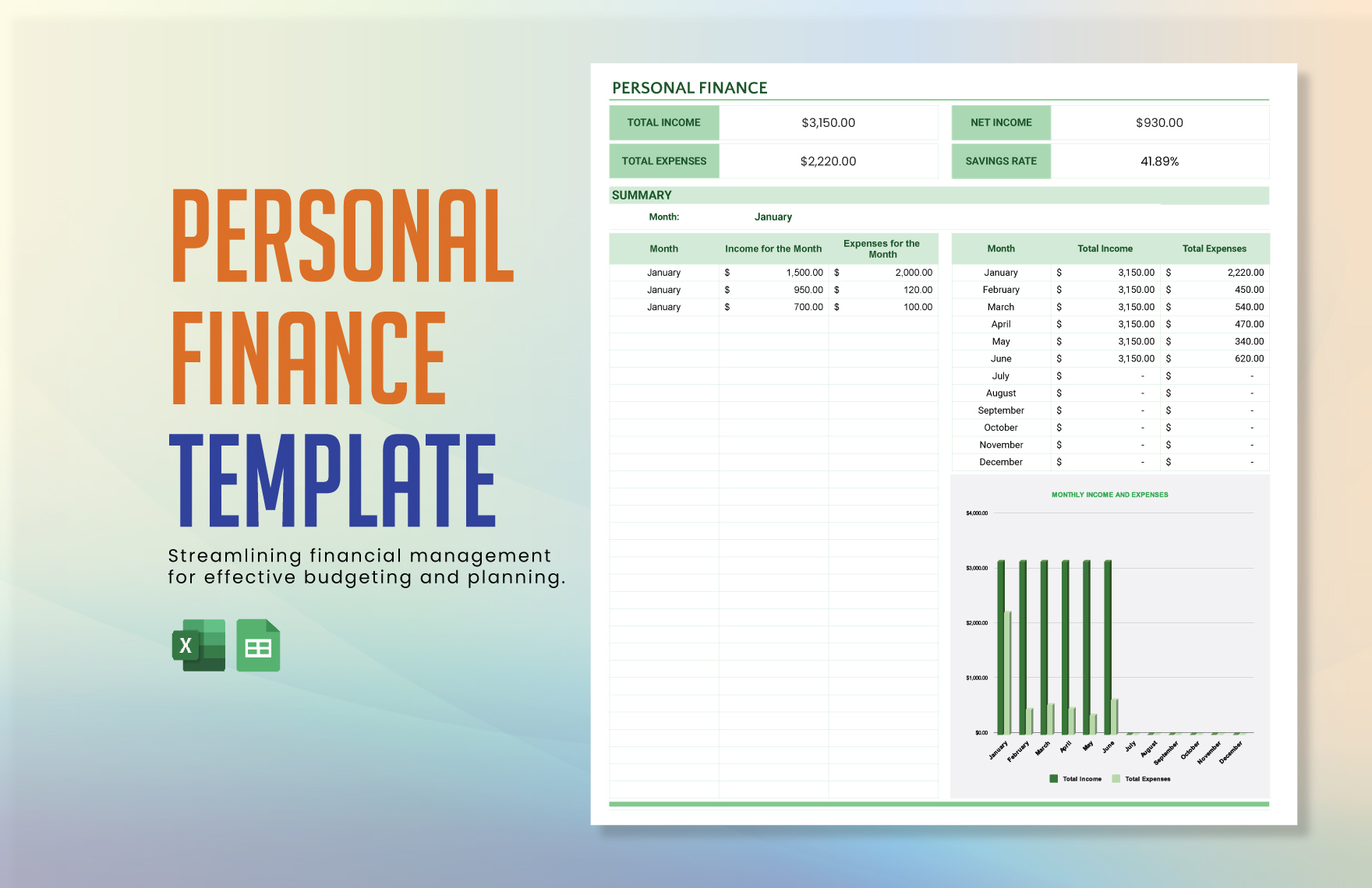 Personal Finance Template in Excel, Google Sheets - Download | Template.net Personal Finance Template in Excel, Google Sheets - Download | Template.net