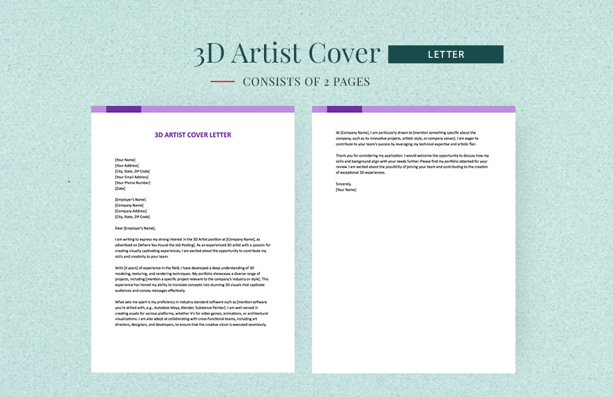 3D Artist Cover Letter in Word, Google Docs, Pages - Download | Template.net 3D Artist Cover Letter in Word, Google Docs, Pages - Download | Template.net