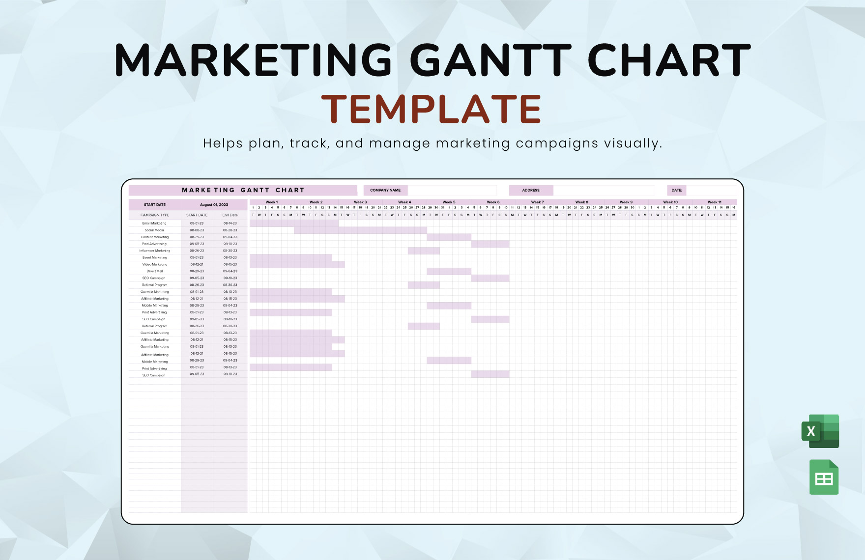 Marketing Gantt Chart Template Marketing Gantt Chart Template