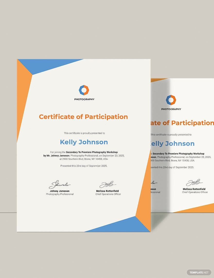 Creative Photography Participation Certificate Template Creative Photography Participation Certificate Template