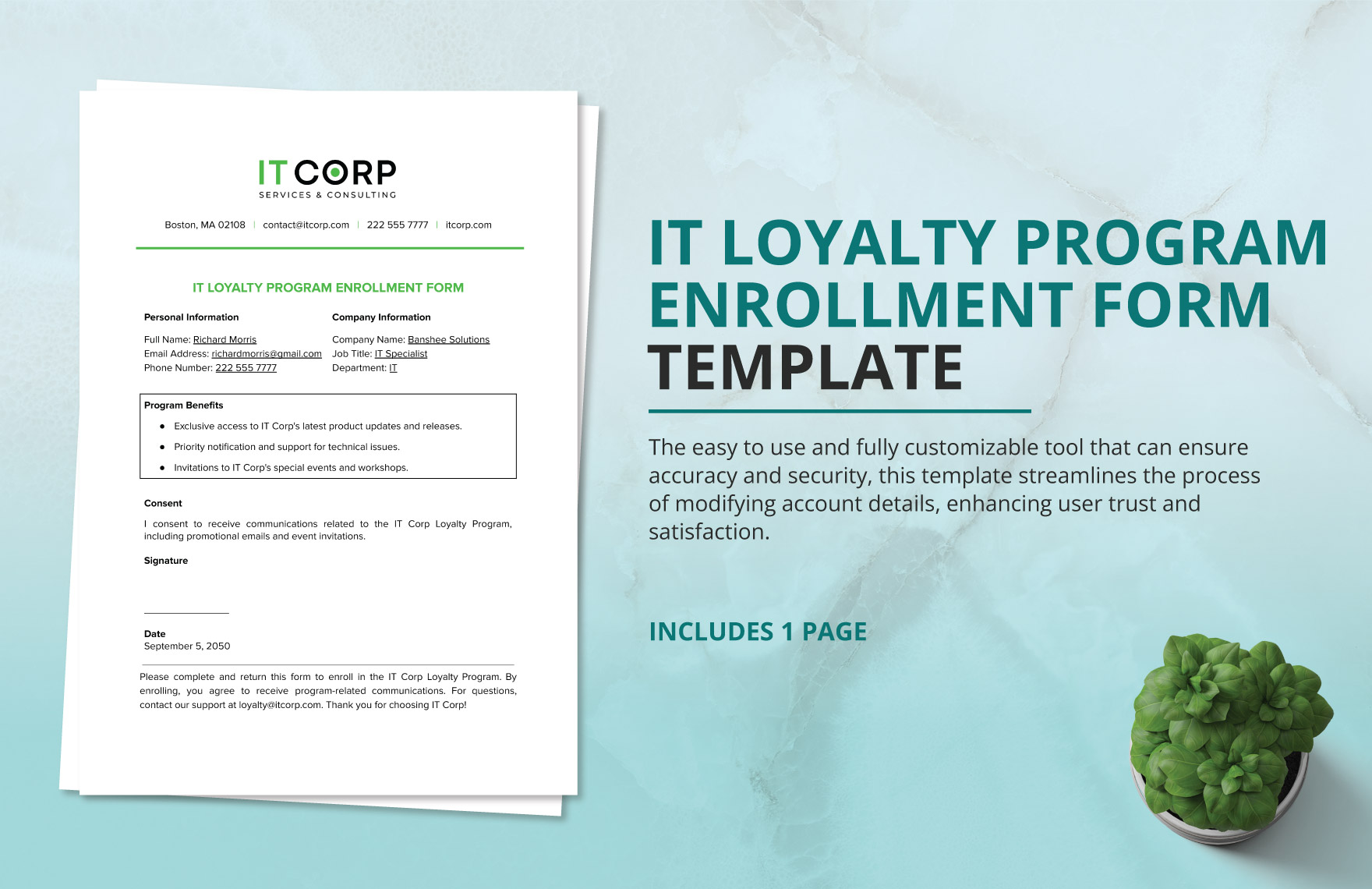 IT Loyalty Program Enrollment Form Template IT Loyalty Program Enrollment Form Template