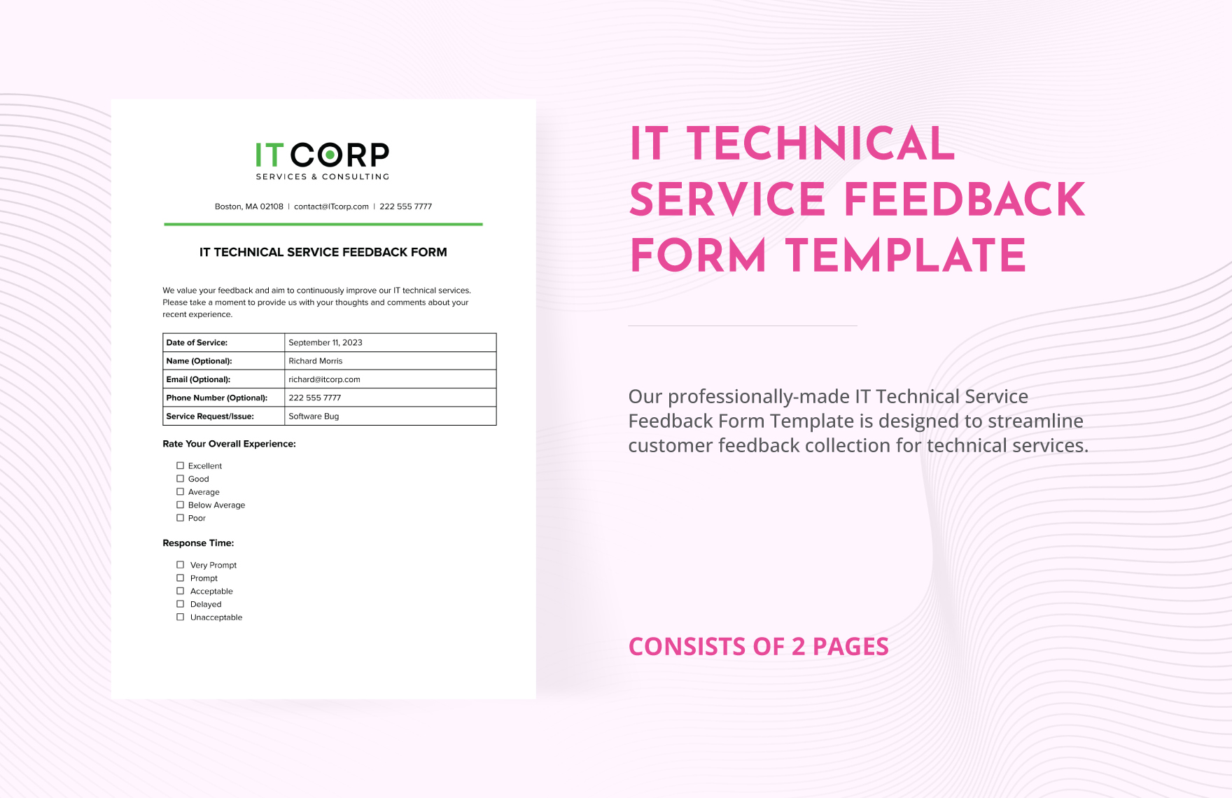 IT Technical Service Feedback Form Template IT Technical Service Feedback Form Template