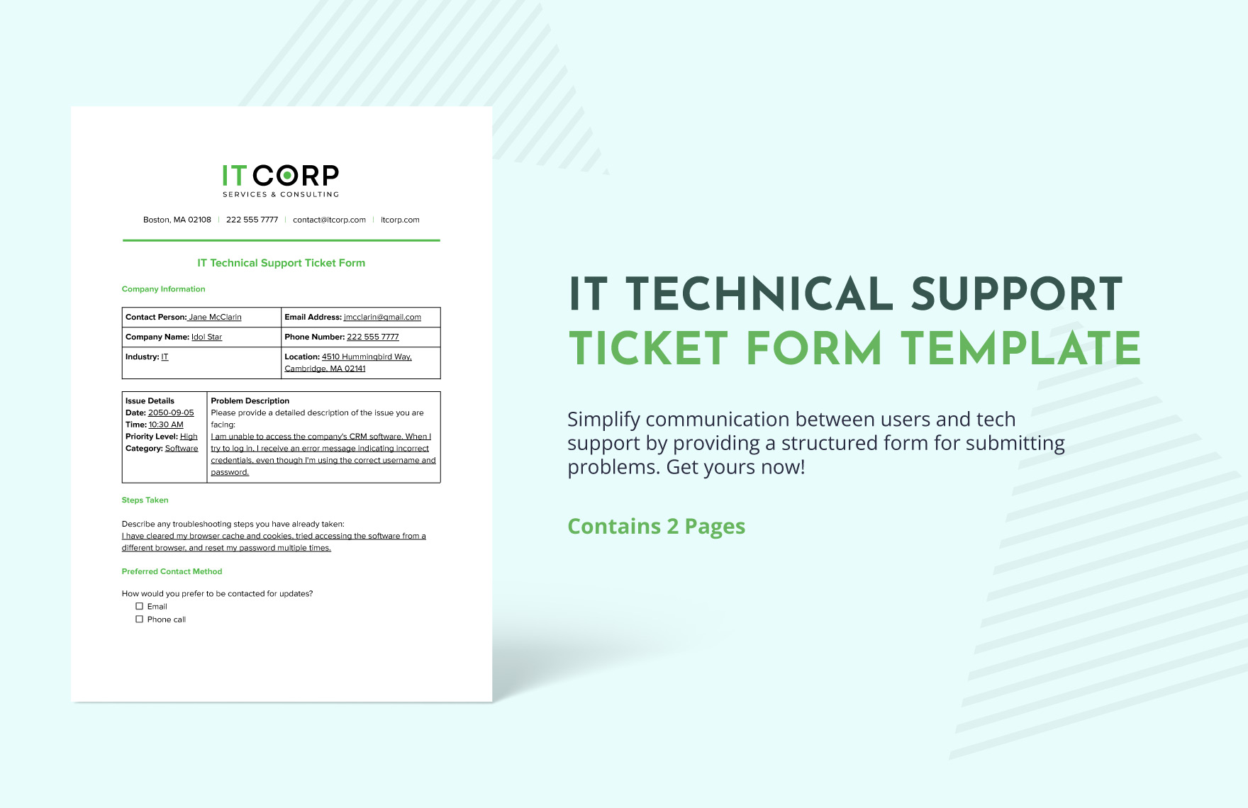IT Technical Support Ticket Form Template IT Technical Support Ticket Form Template