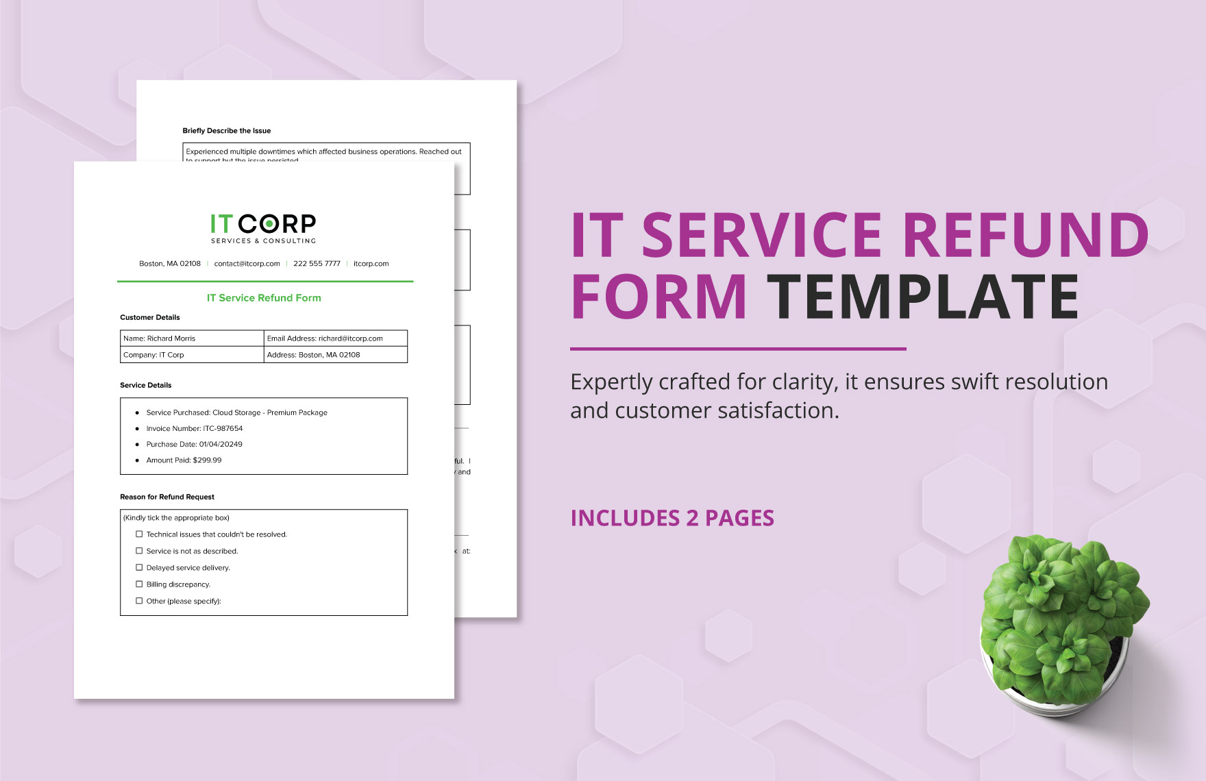 IT Service Refund Form Template IT Service Refund Form Template