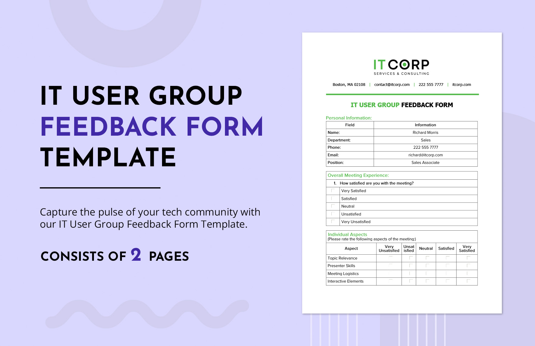 IT User Group Feedback Form Template IT User Group Feedback Form Template