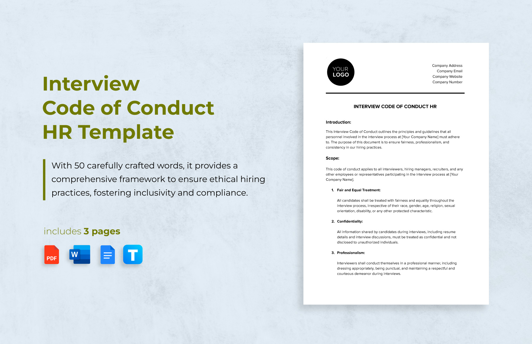 Interview Code Of Conduct HR Template Interview Code Of Conduct HR Template