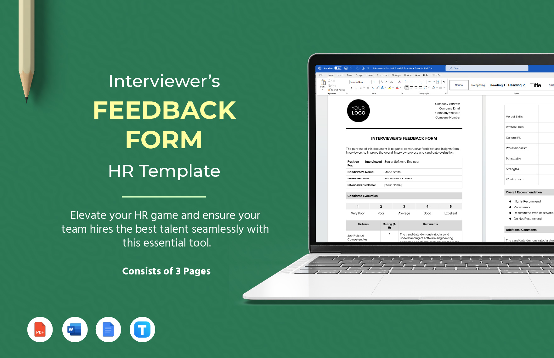 Interviewer's Feedback Form HR Template Interviewer's Feedback Form HR Template