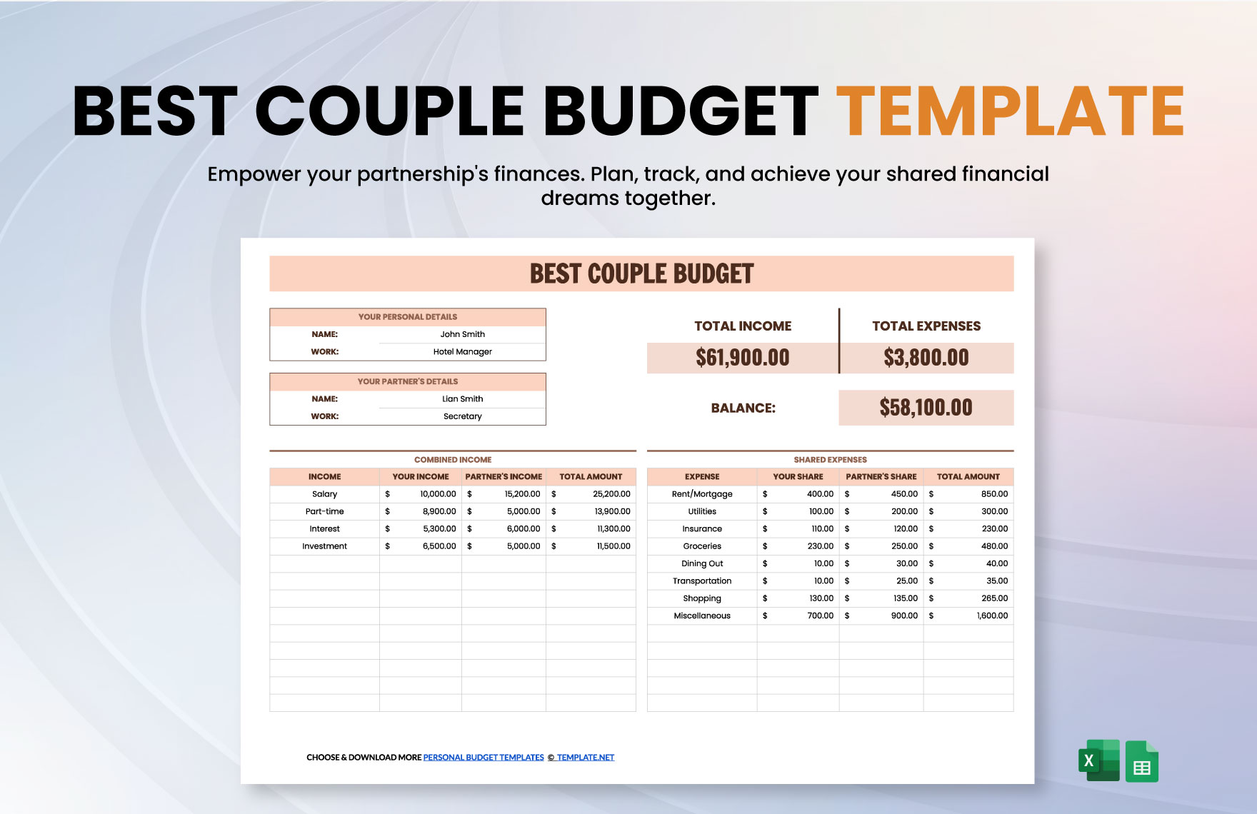 Best Couple Budget Template in Excel, Google Sheets - Download | Template.net Best Couple Budget Template in Excel, Google Sheets - Download | Template.net