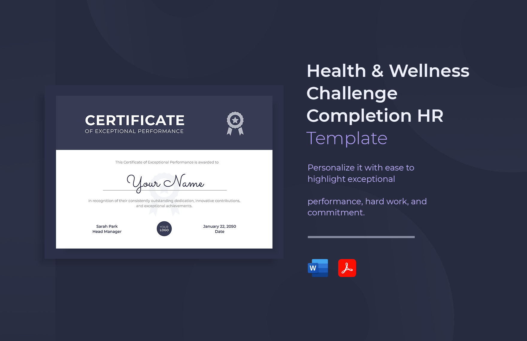 Certificate of Exceptional Performance HR Template in Word, PDF - Download | Template.net Certificate of Exceptional Performance HR Template in Word, PDF - Download | Template.net