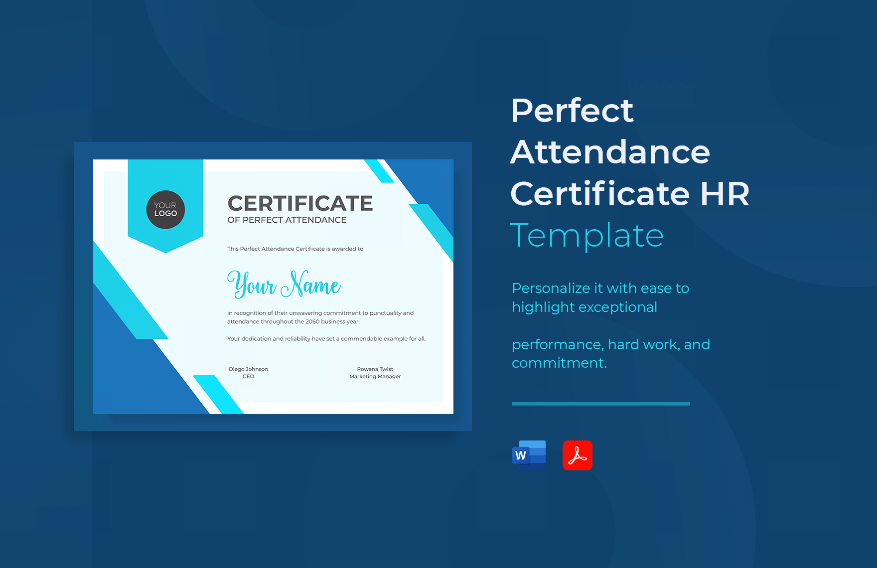 Perfect Attendance Certificate HR Template in Word, PDF - Download | Template.net Perfect Attendance Certificate HR Template in Word, PDF - Download | Template.net