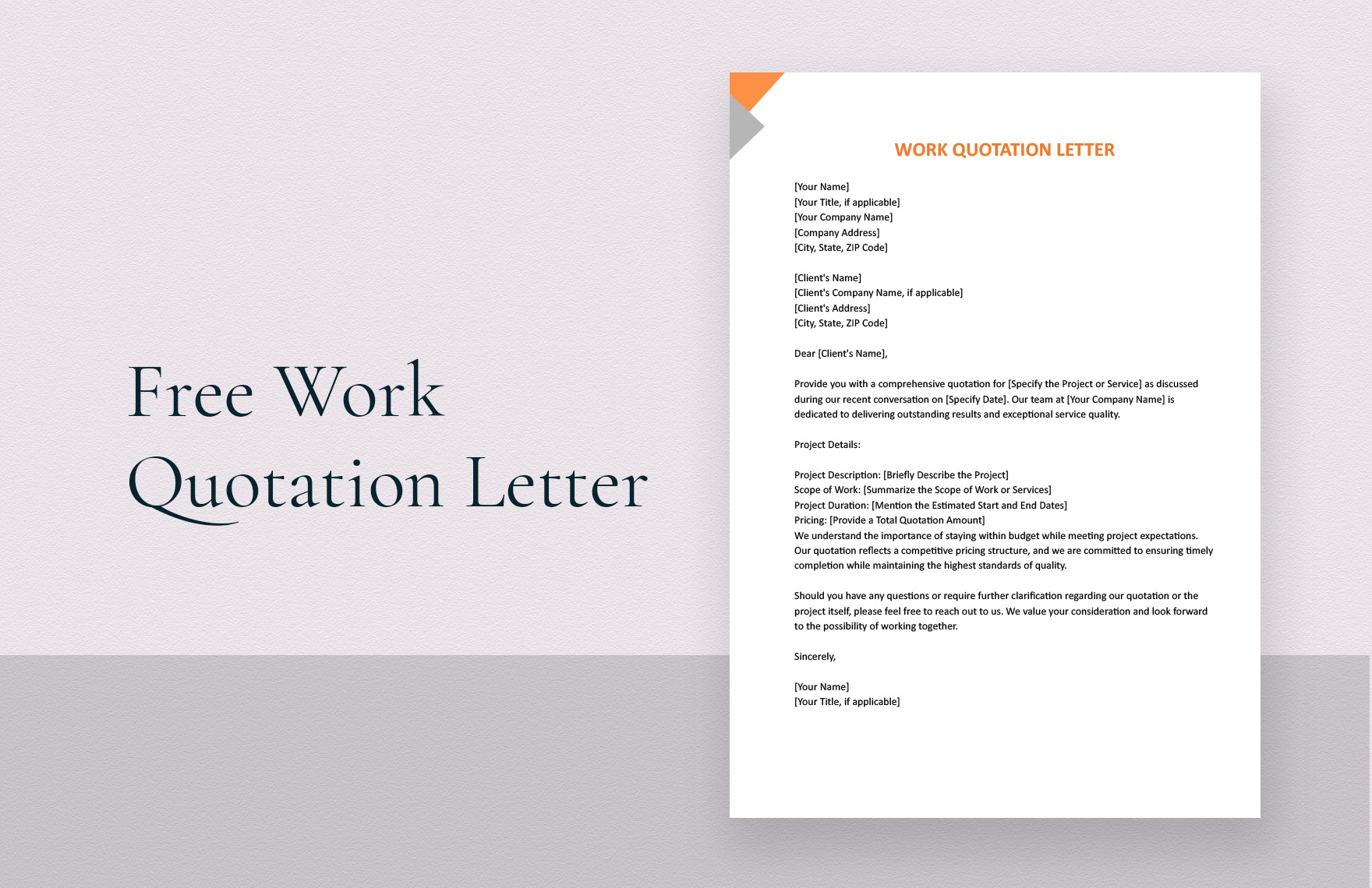 Work Quotation Letter in Word, Google Docs - Download | Template.net Work Quotation Letter in Word, Google Docs - Download | Template.net