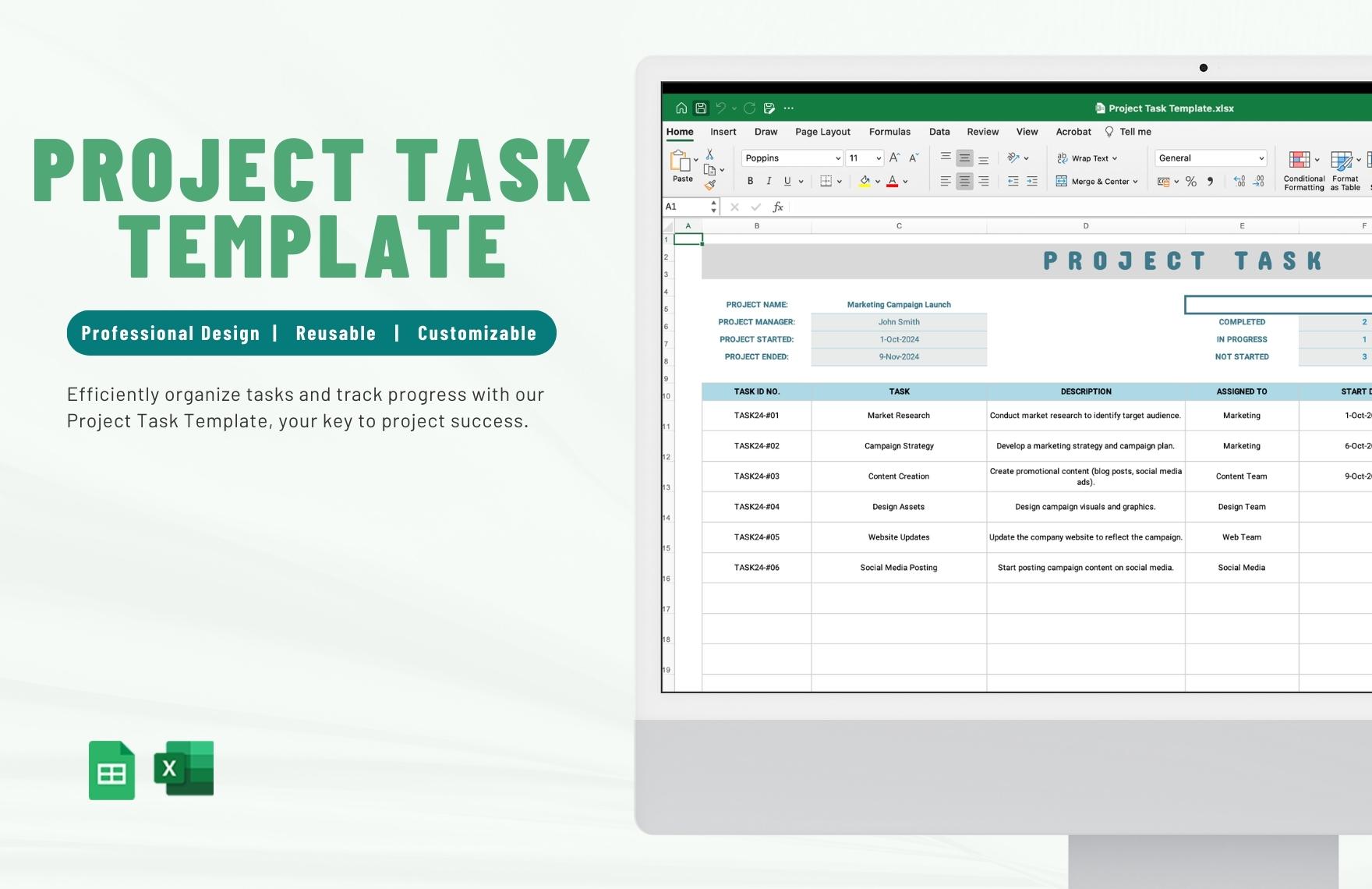 Project Task Template Project Task Template