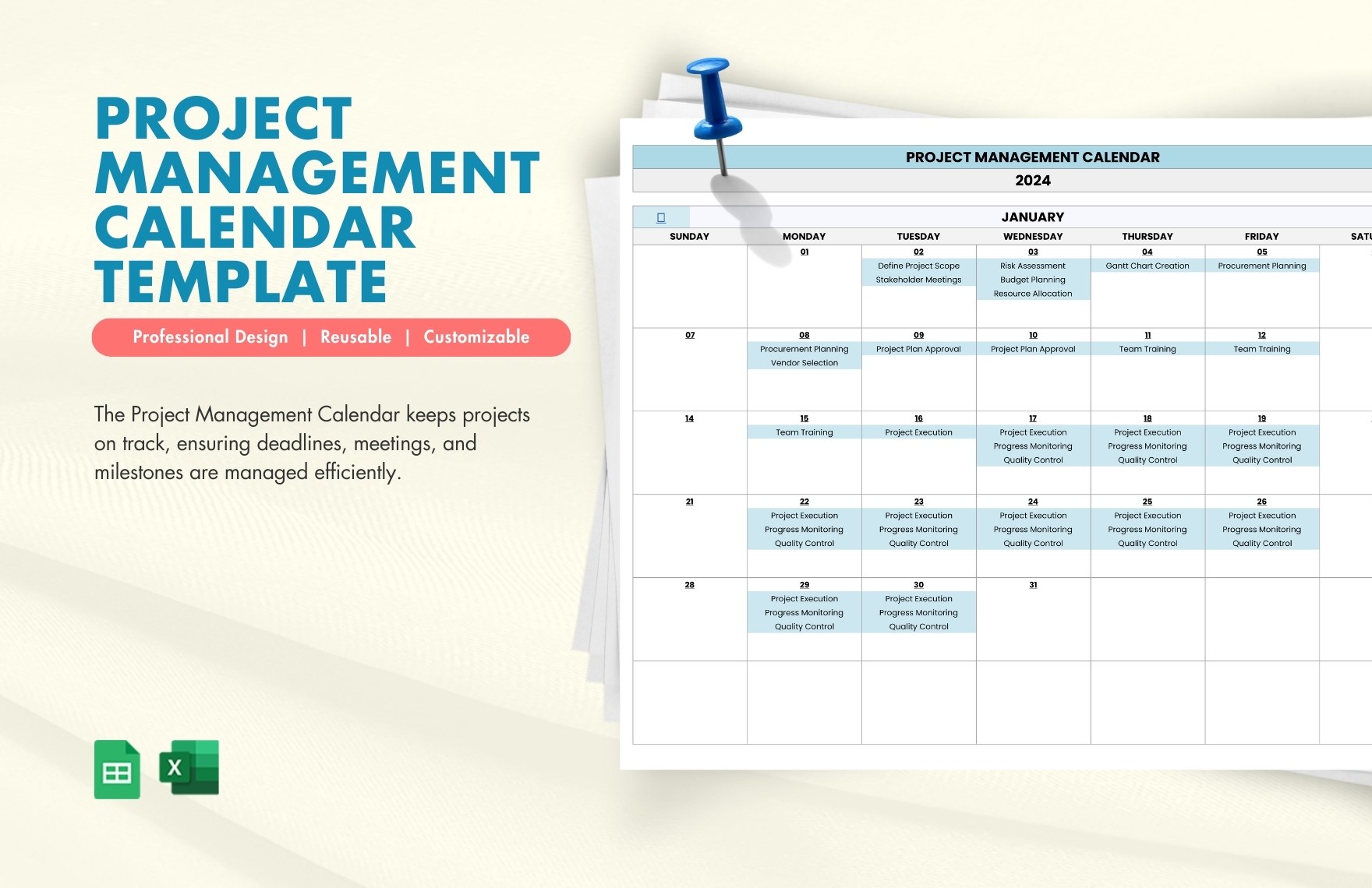 Project Management Calendar Template Project Management Calendar Template