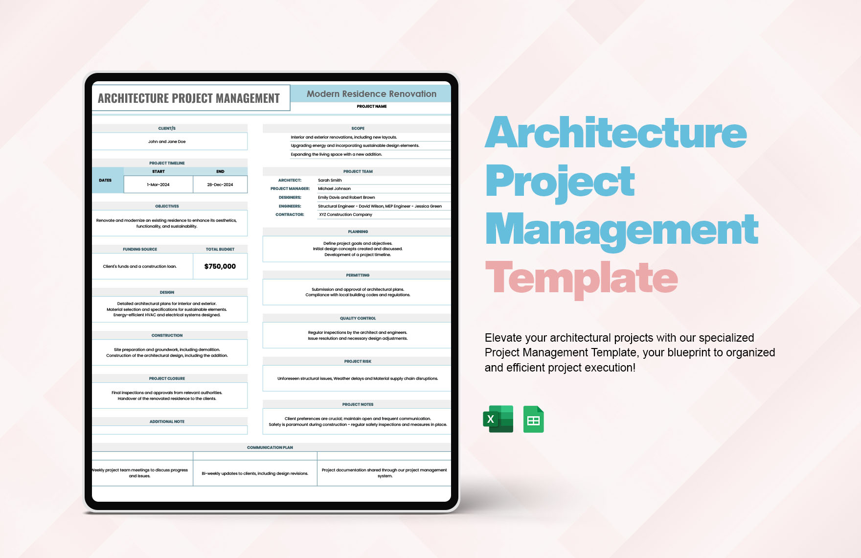 Architecture Project Management Template Architecture Project Management Template