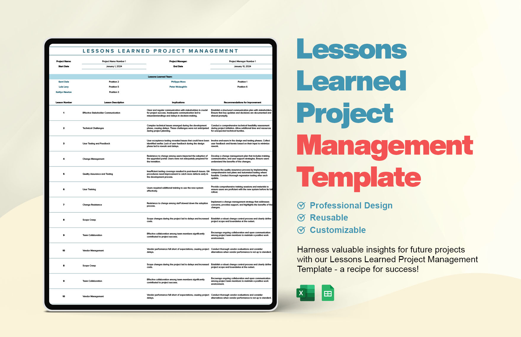 Lessons Learned Project Management Template Lessons Learned Project Management Template