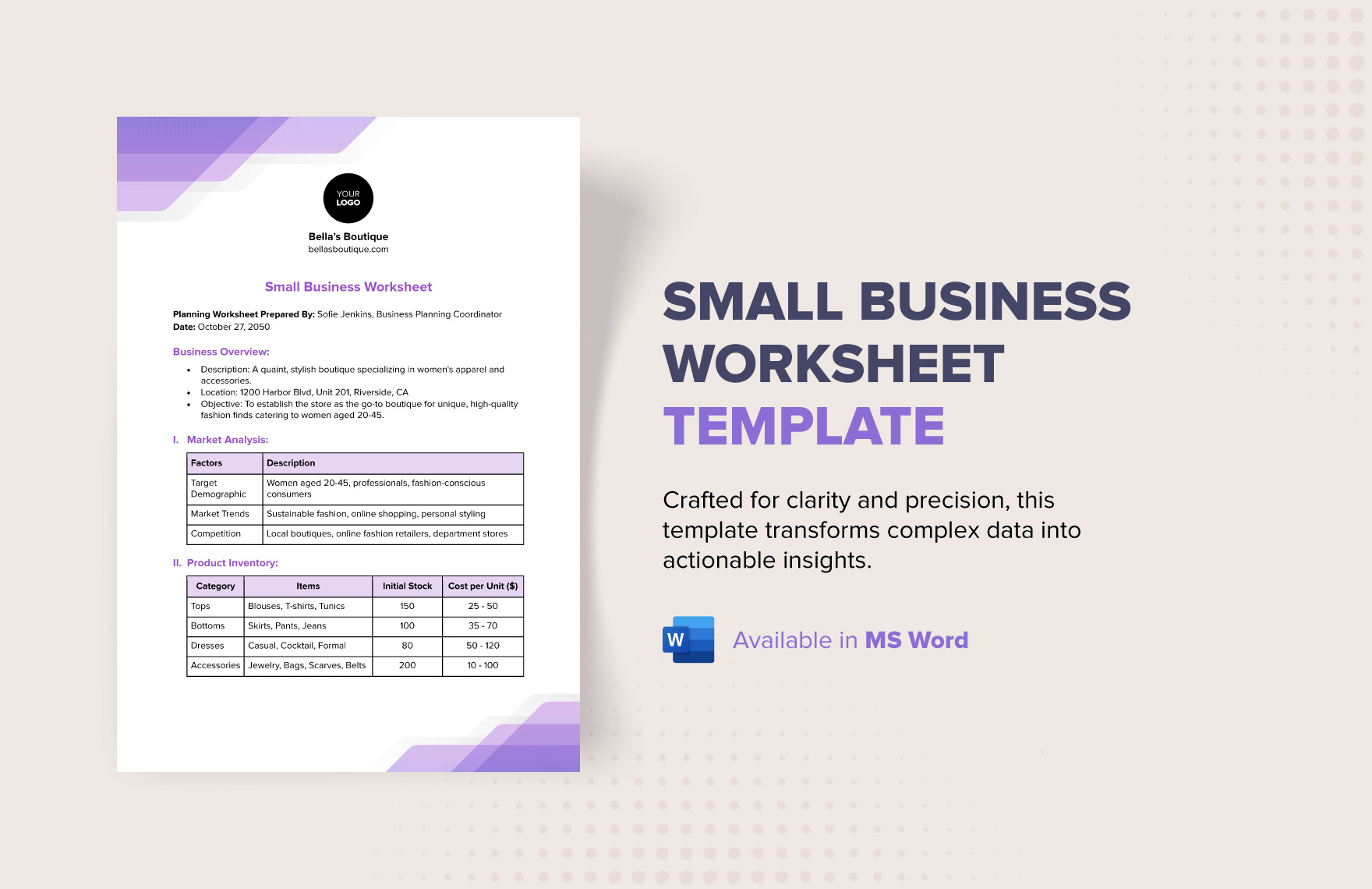 Small Business Worksheet Template Small Business Worksheet Template