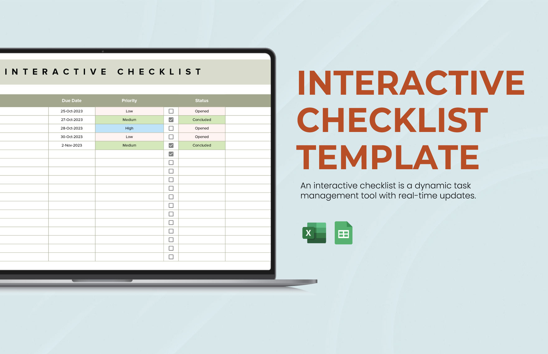 Interactive Checklist Template in Google Sheets, Excel - Download | Template.net Interactive Checklist Template in Google Sheets, Excel - Download | Template.net