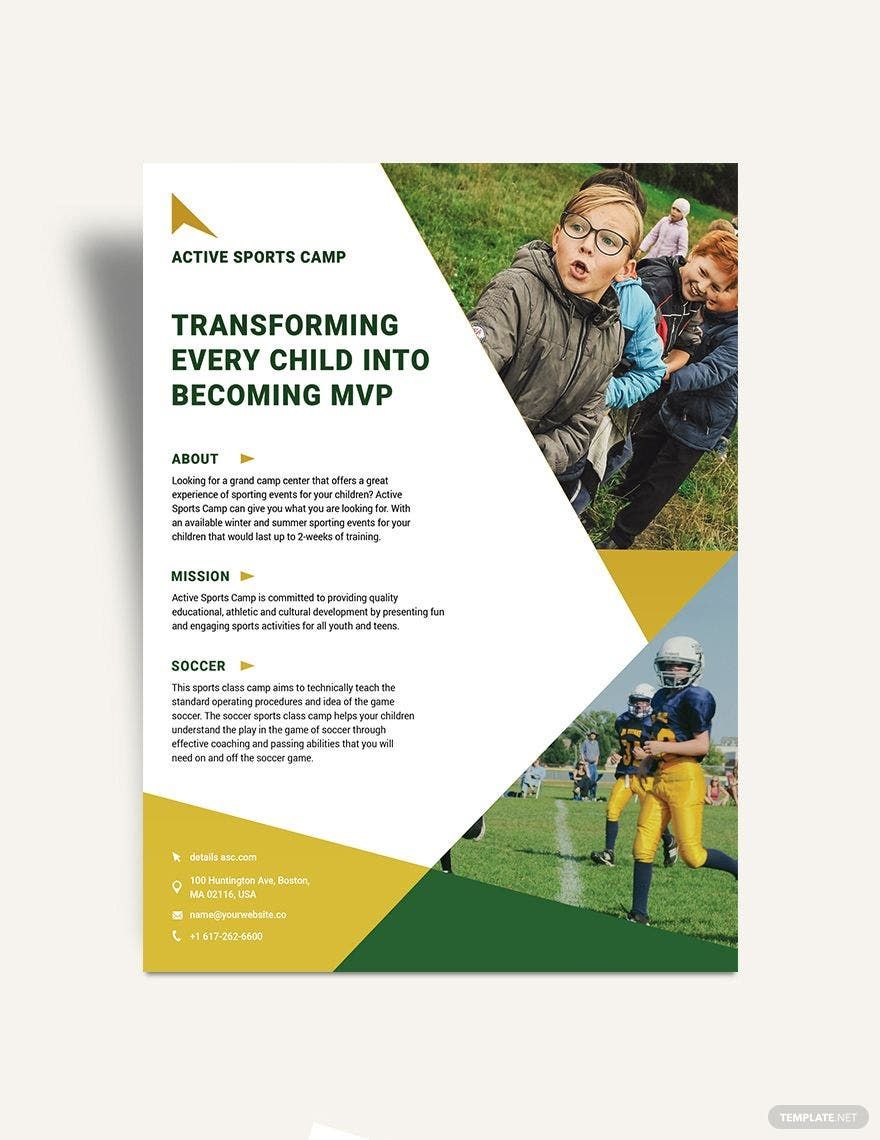 Sports Camp Flyer Template in Pages, Publisher, PSD, InDesign, Illustrator, Word, Google Docs - Download | Template.net Sports Camp Flyer Template in Pages, Publisher, PSD, InDesign, Illustrator, Word, Google Docs - Download | Template.net