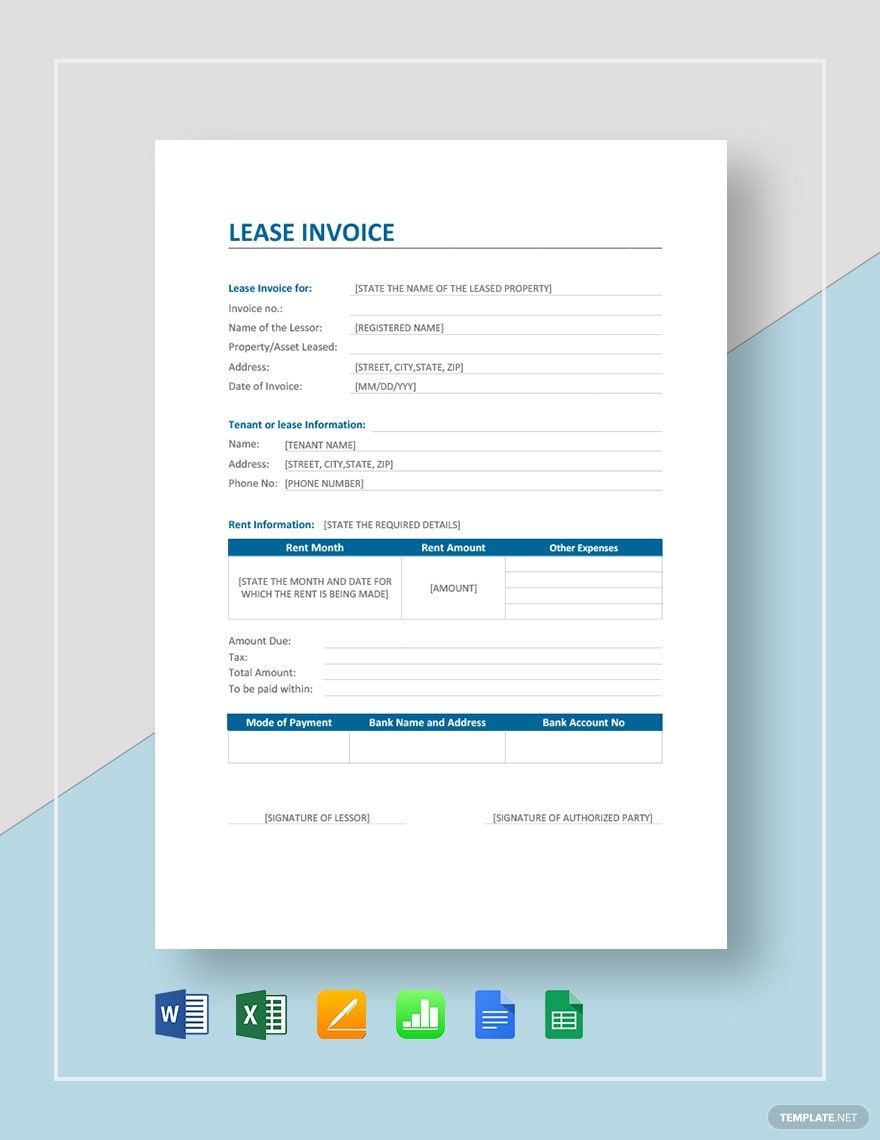 Simple Lease Invoice Template Simple Lease Invoice Template