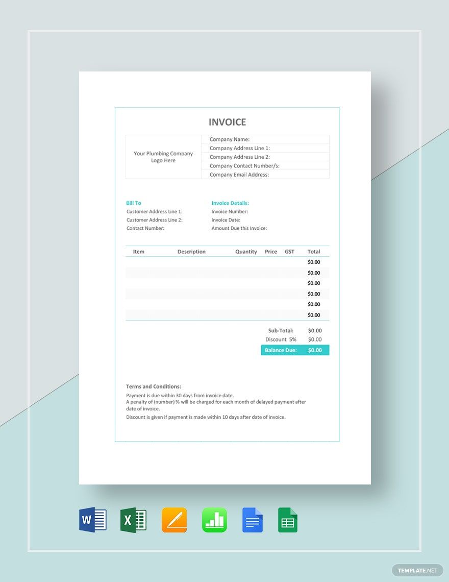 Simple Plumbing Invoice Template Simple Plumbing Invoice Template