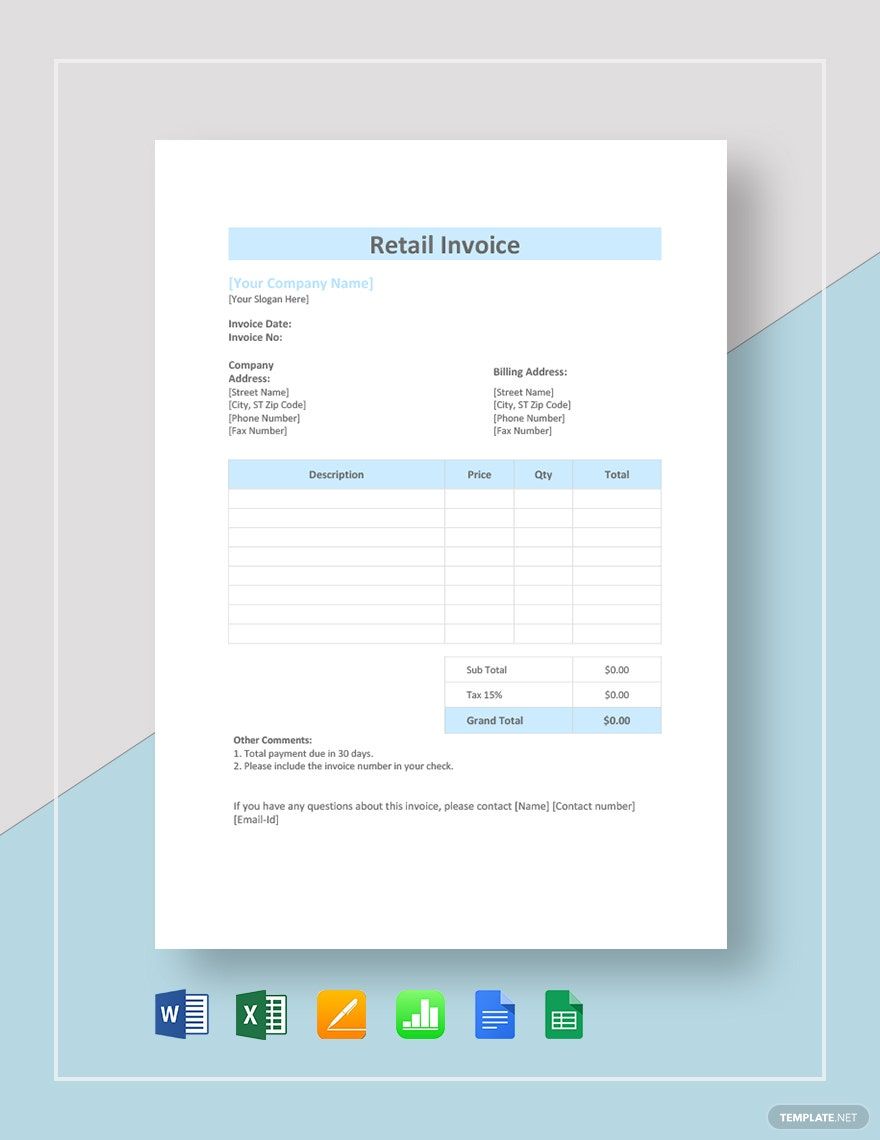 Simple Retail Invoice Template Simple Retail Invoice Template