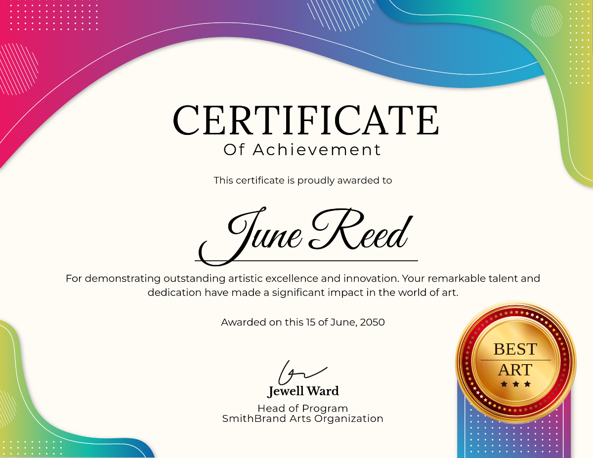 Art Award Certificate Template - Edit Online & Download Art Award Certificate Template - Edit Online & Download