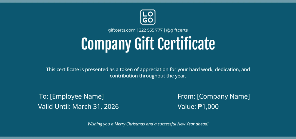 Free Company Holiday Gift Certificate Template to Edit Online Free Company Holiday Gift Certificate Template to Edit Online