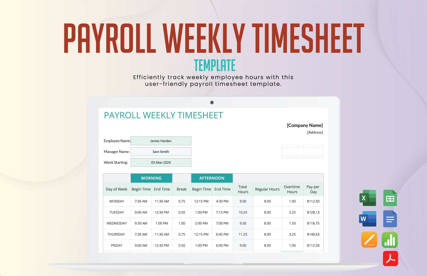 Payroll Weekly Timesheet Template Payroll Weekly Timesheet Template
